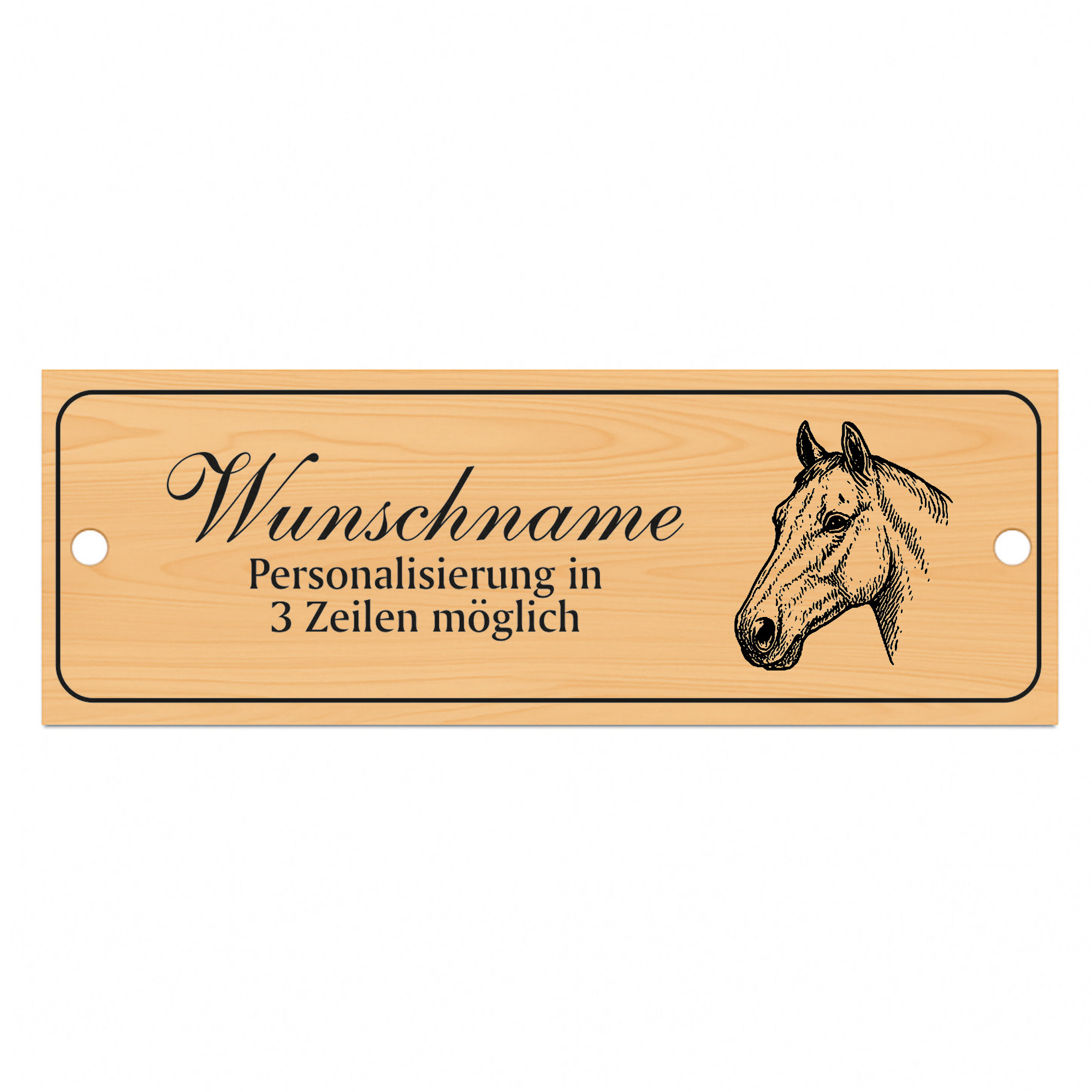 Stallschild Lipizzianer personalisierbar mit Wunschtext – Stalltafel Pferdeschild Pferdebox Holzoptik - 20×7,5 cm