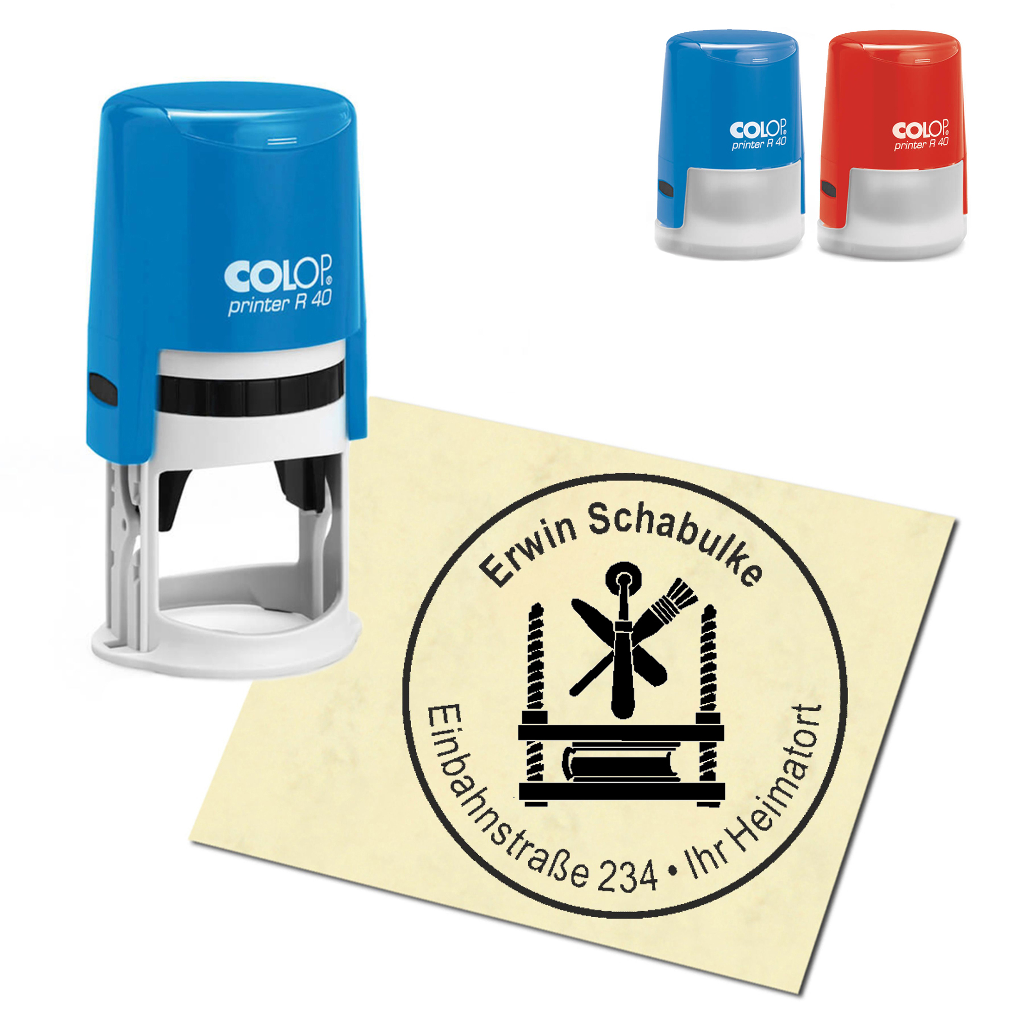 Stempel Adressstempel personalisiert - Buchbinder - rund &empty; 40mm