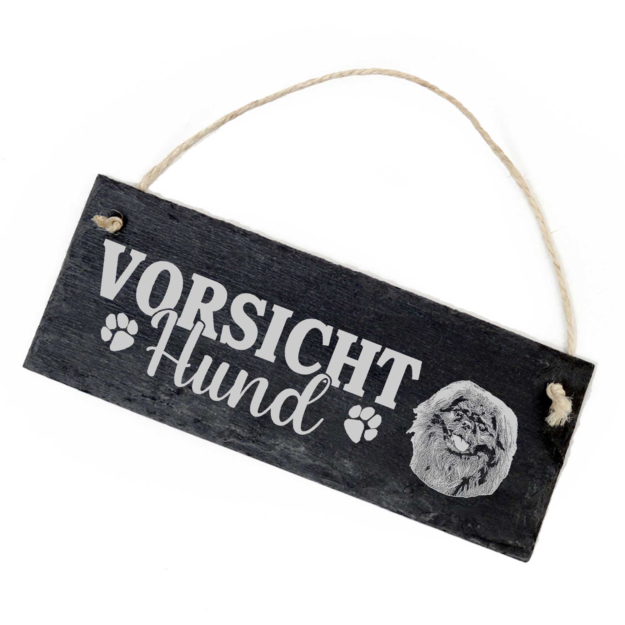 Vorsicht Hund Pekingese Schild Schiefer 22x8cm Achtung Warnschild