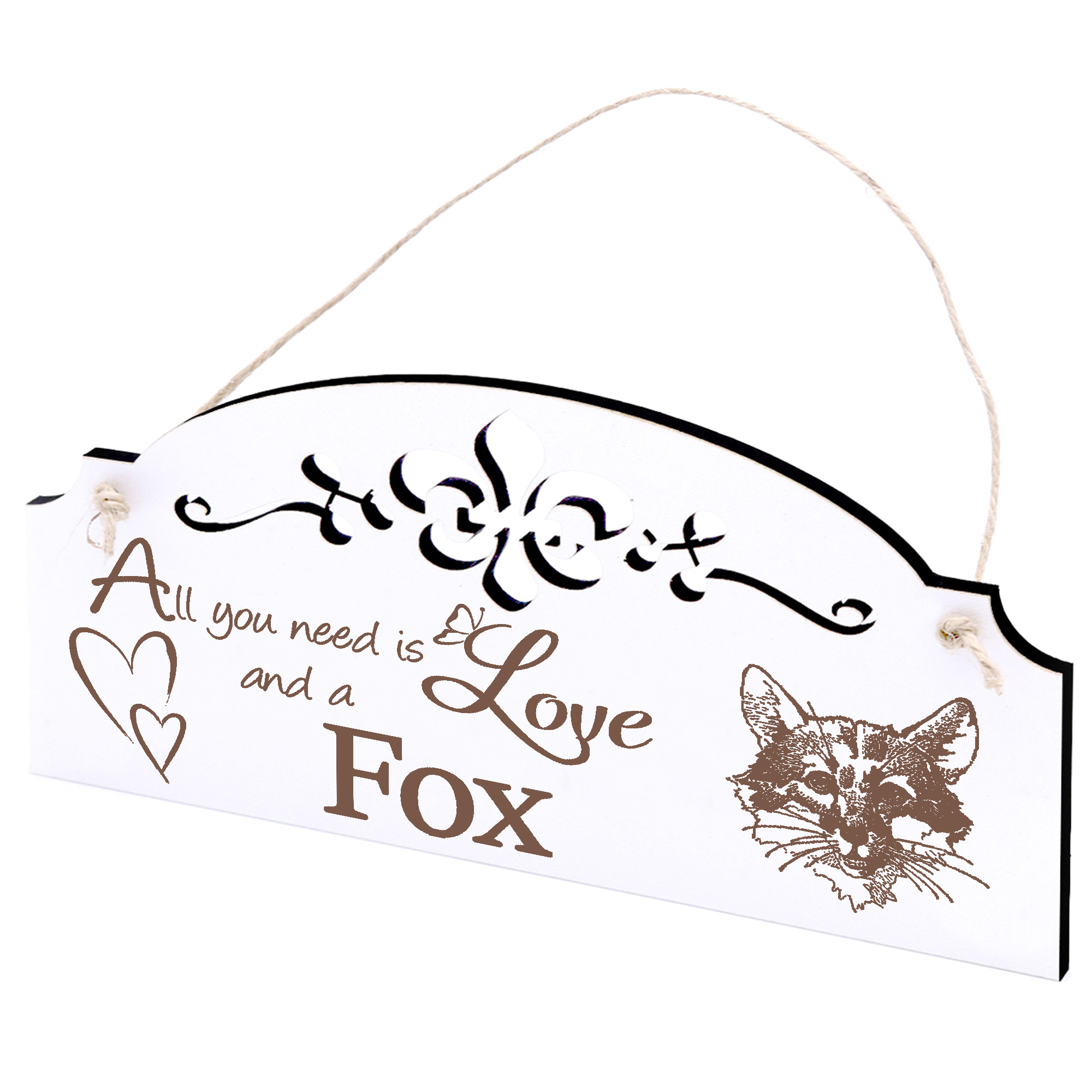 Schild Fuchs Kopf Deko 20x10cm - All you need is Love and a Fox - Holz