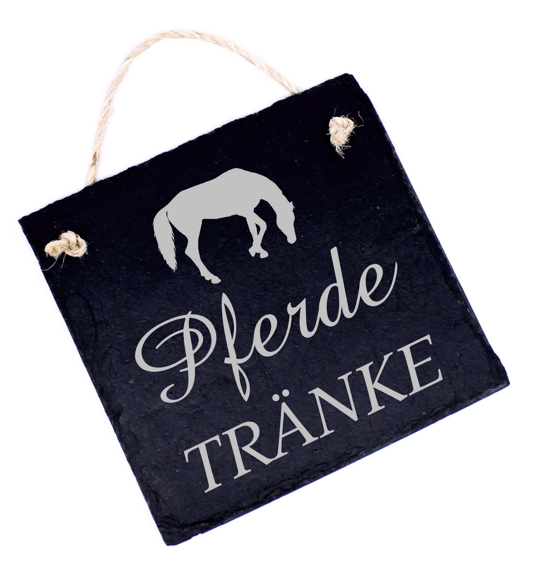 Pferdetränke Pferde Tränke Schild Schiefertafel graviert Pferdedeko Stalltafel reiten 16 x 16 cm
