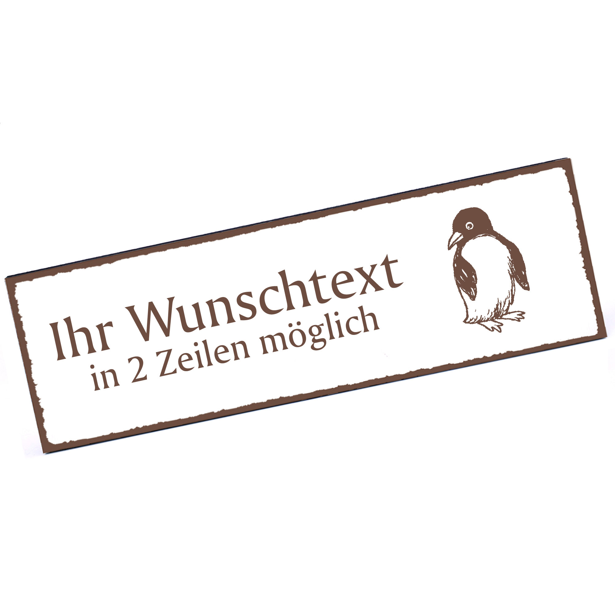 Türschild Pinguin  Namensschild personalisiert mit Gravur - 150mm x 50mm - selbstklebend