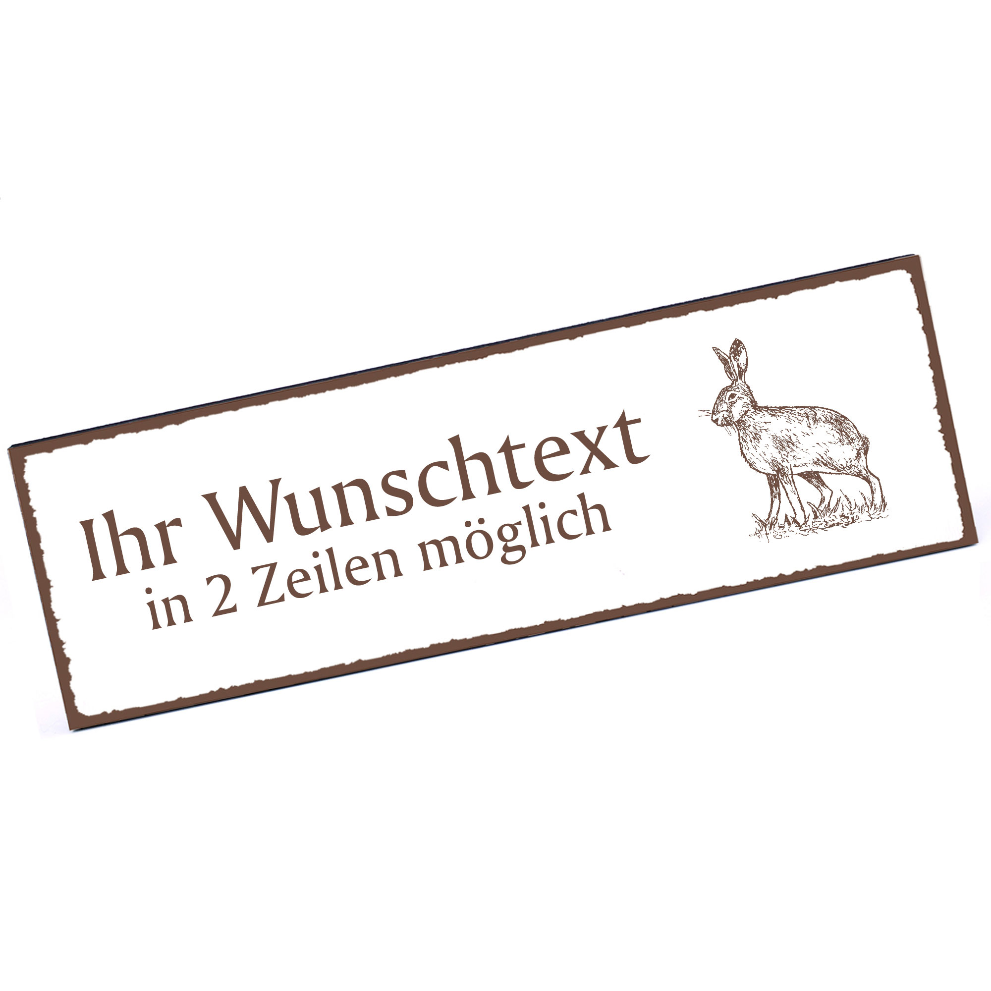 Türschild Feldhase auf Wiese  Namensschild personalisiert mit Gravur - 150mm x 50mm - selbstklebend