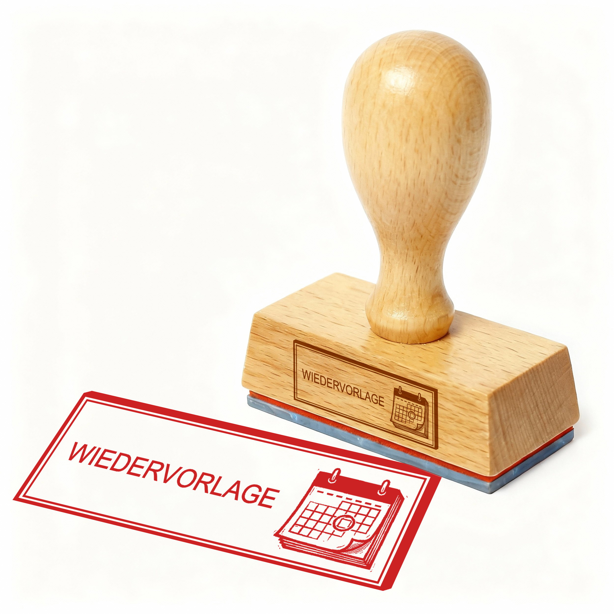 Bürostempel WIEDERVORLAGE Kalender Stempel – Holzstempel 48x18 mm für Dokumente - später bearbeiten, nochmal