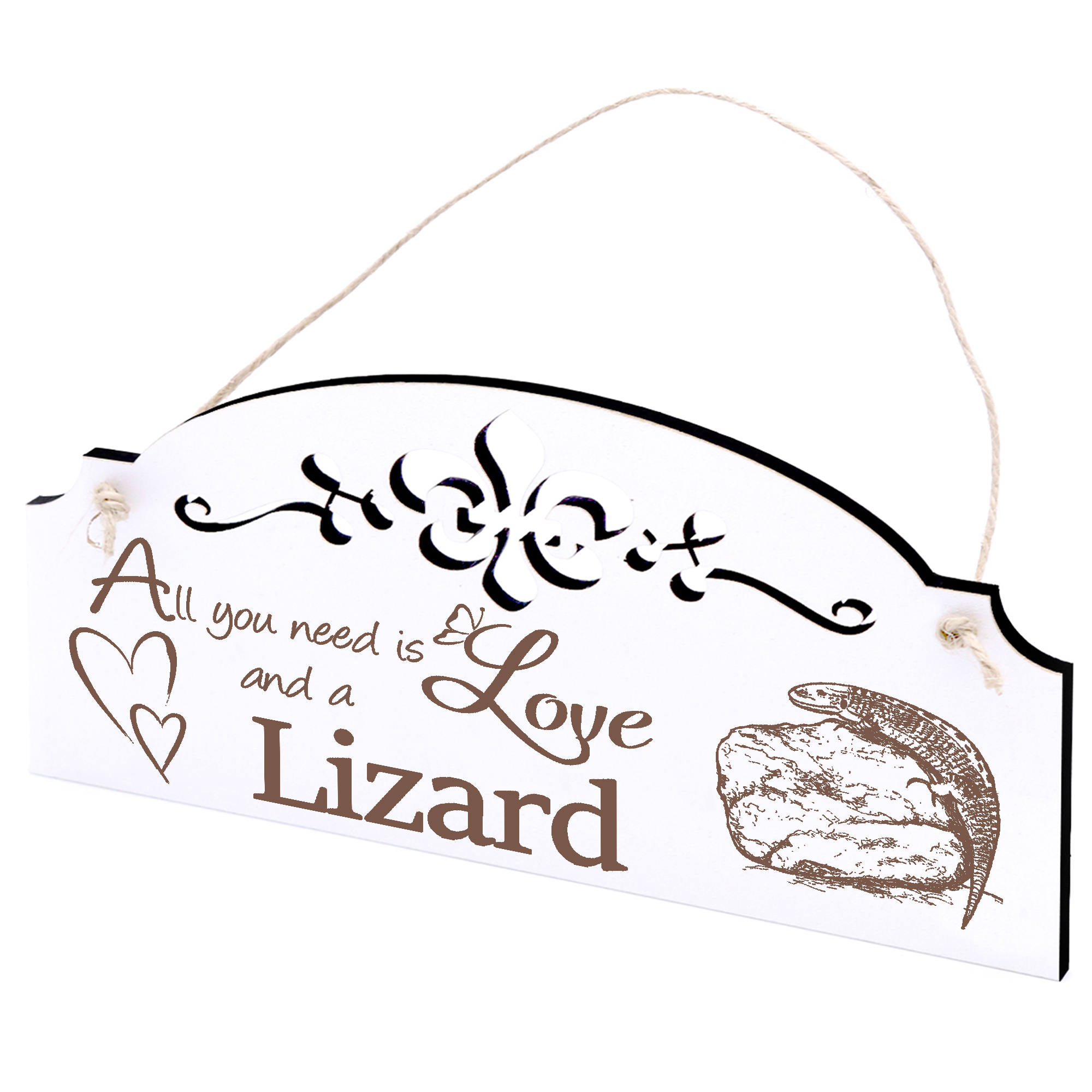Schild Zauneidechse auf Stein Deko 20x10cm - All you need is Love and a Lizard - Holz