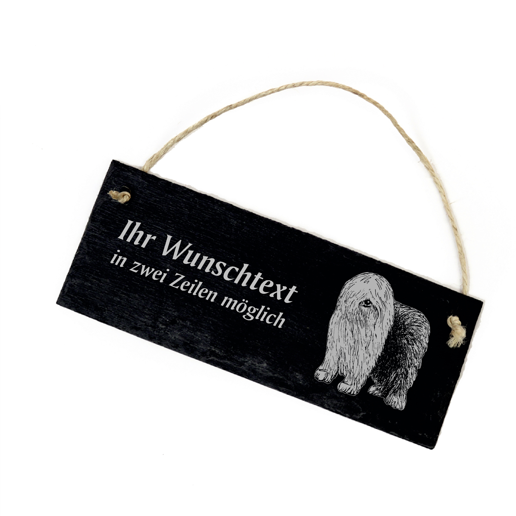 Hundeschild Bobtail Türschild  Schiefer - personalisiert - 22cm x 8cm