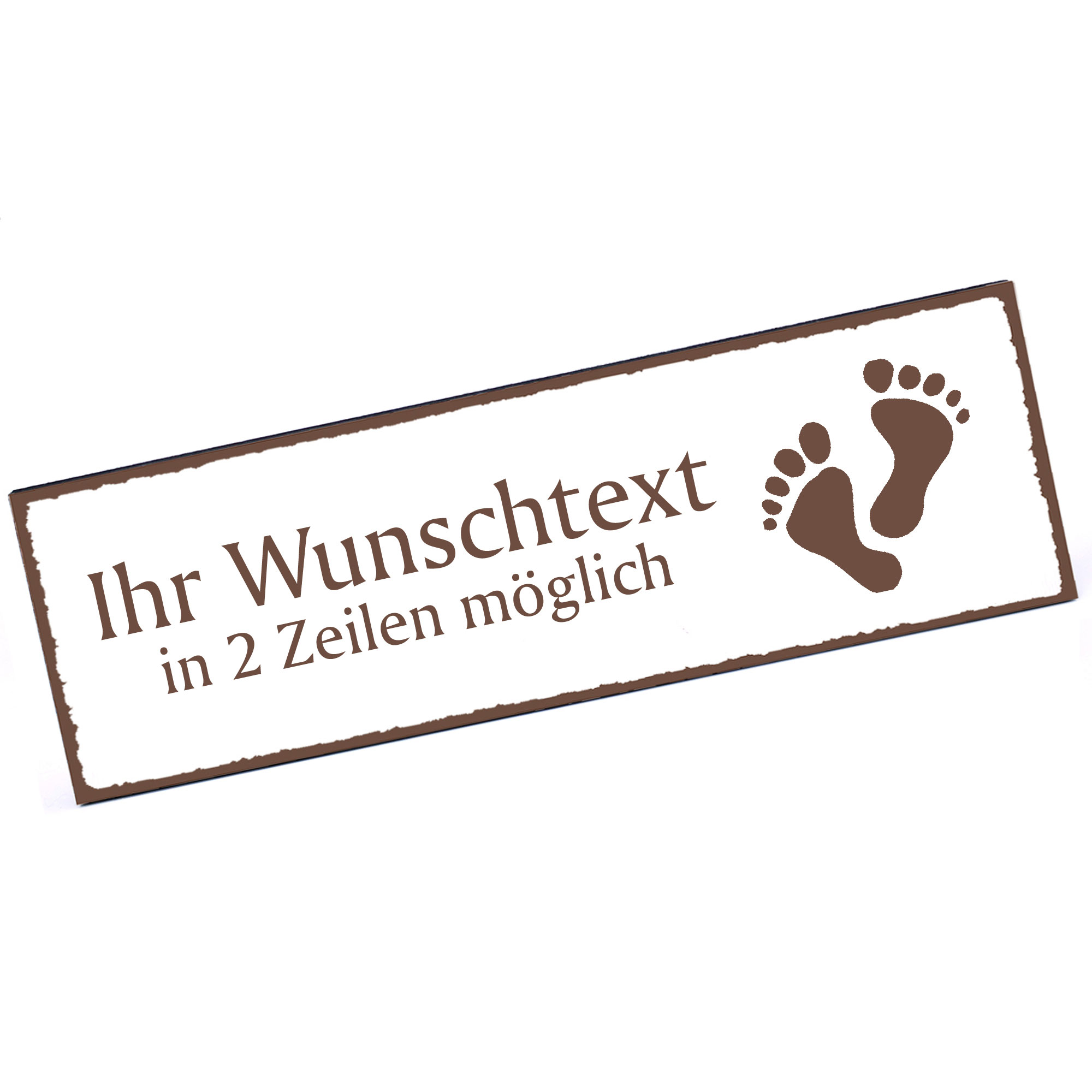 Türschild Fußabdrücke  Namensschild personalisiert mit Gravur - 150mm x 50mm - selbstklebend