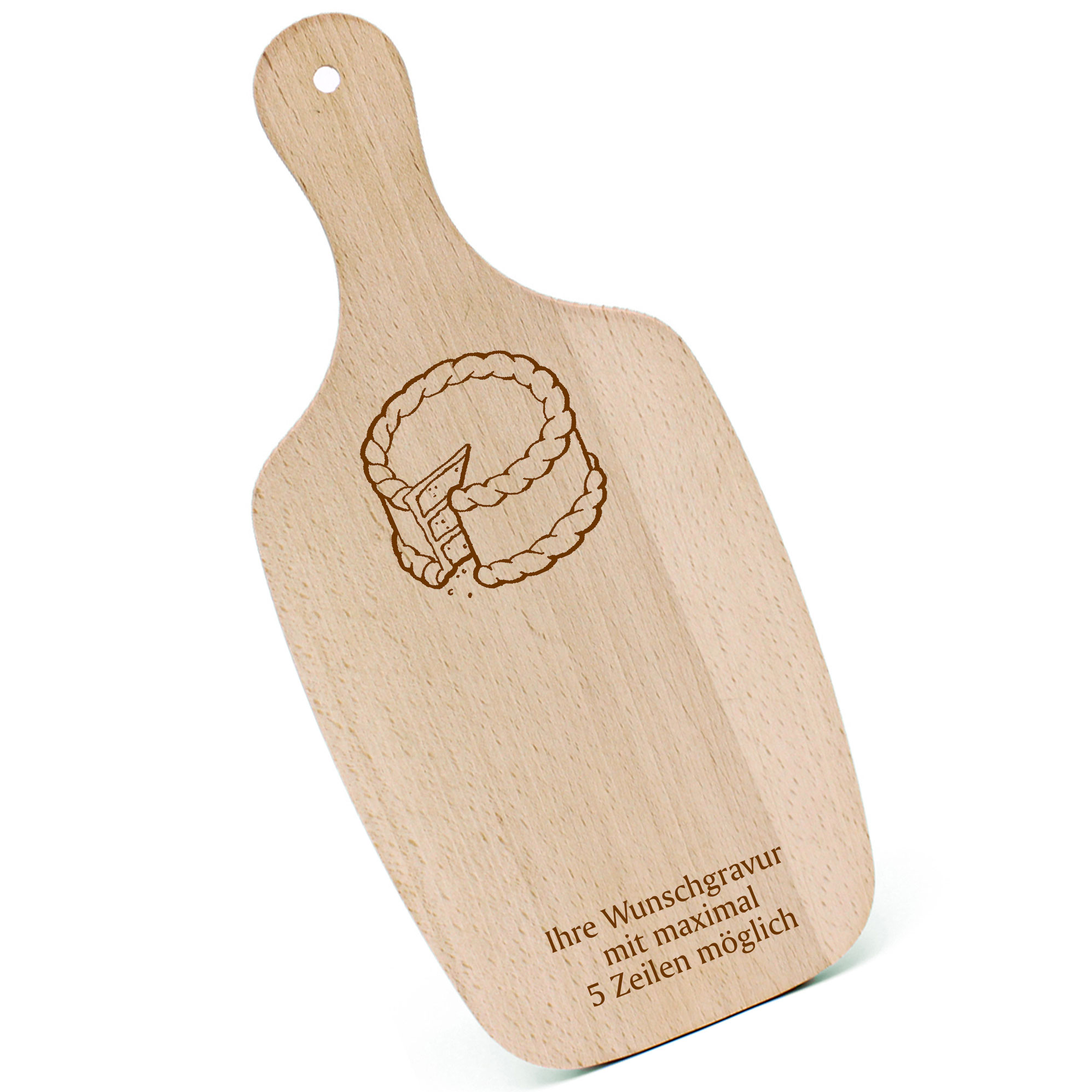 Schneidebrett Frühstücksbrettchen - Torte - mit Griff 330x150mm