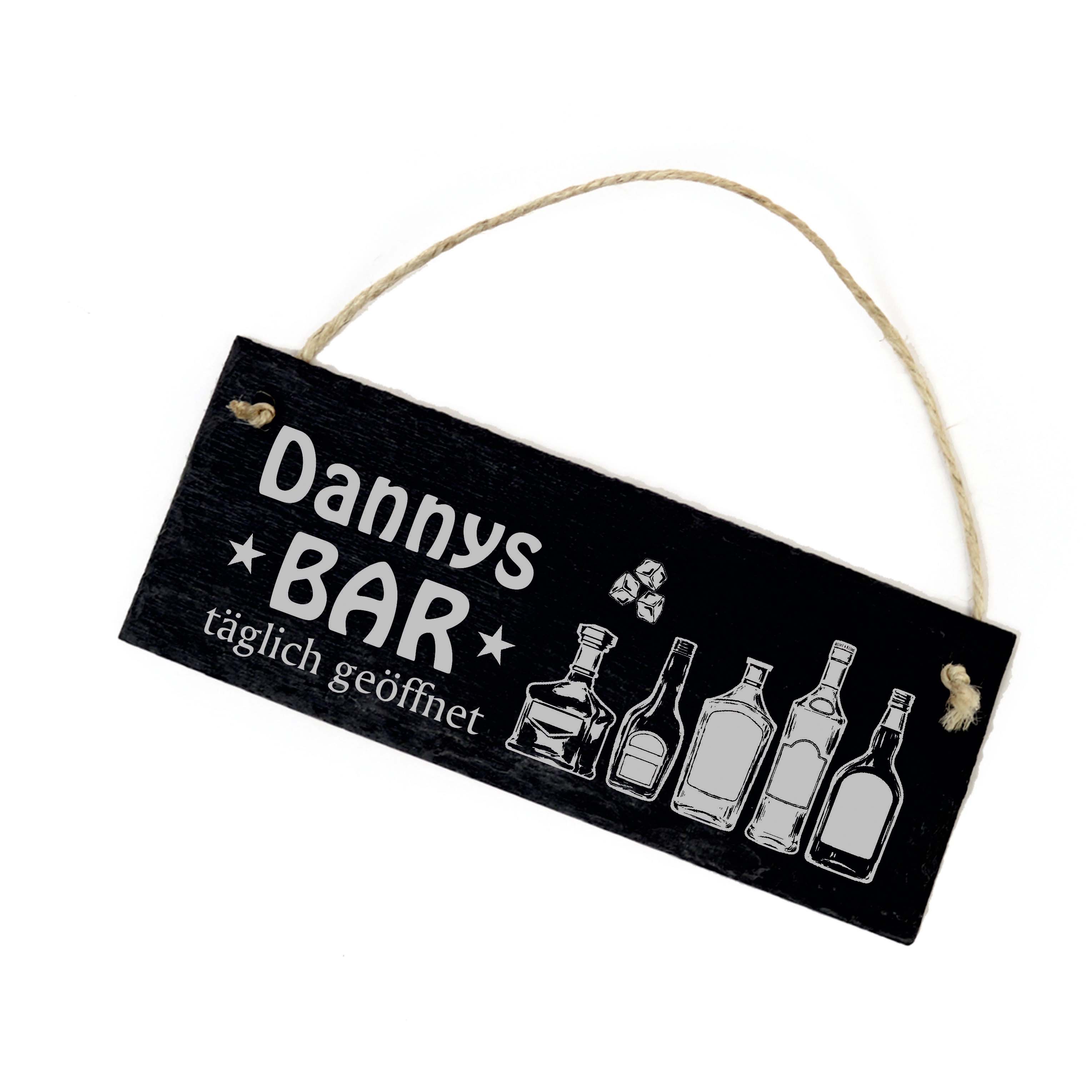 Bar - täglich geöffnet Schild Schiefer mit Wunschname Gravur Türschild Strandbar Barkeeper 22 x 8