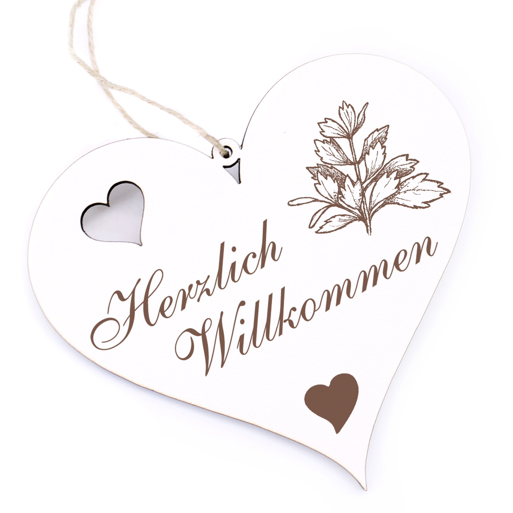 Herzlich Willkommen Schild - Liebstöckel - Deko Herz Holz