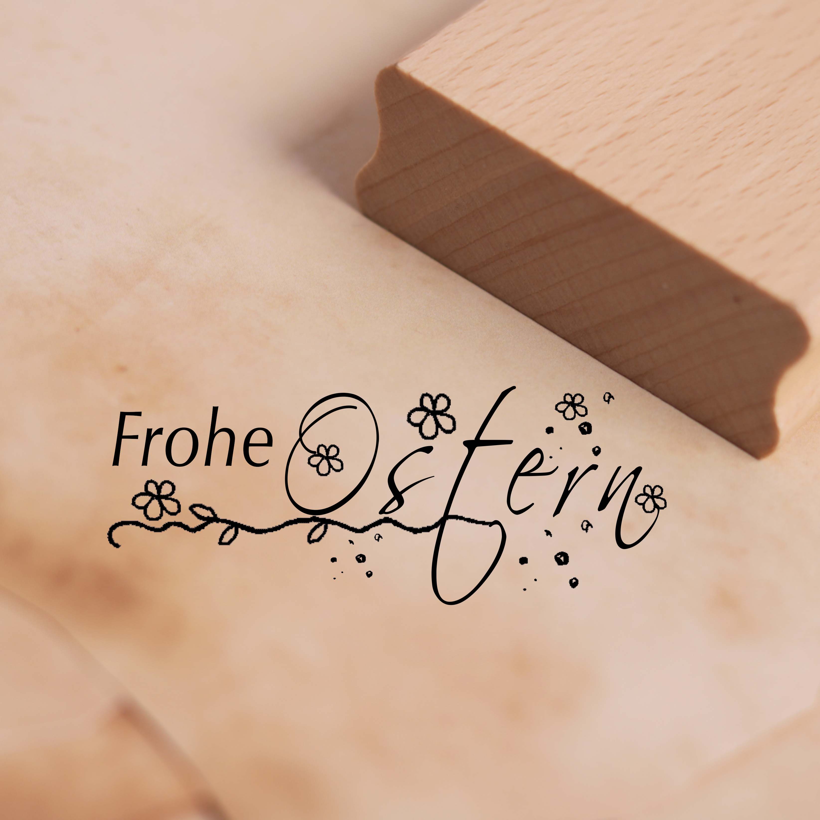 Motivstempel Frohe Ostern Schriftzug - Stempel Holzstempel 98 x 38 mm 