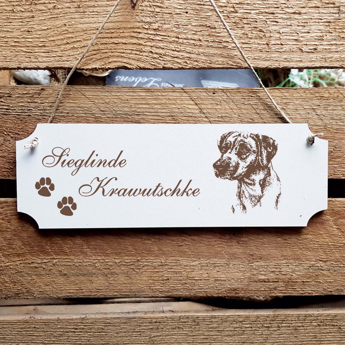 Schild « Rhodesian Ridgeback Kopf » Namensschild Türschild zum Anhängen - 20 x 6,7 cm