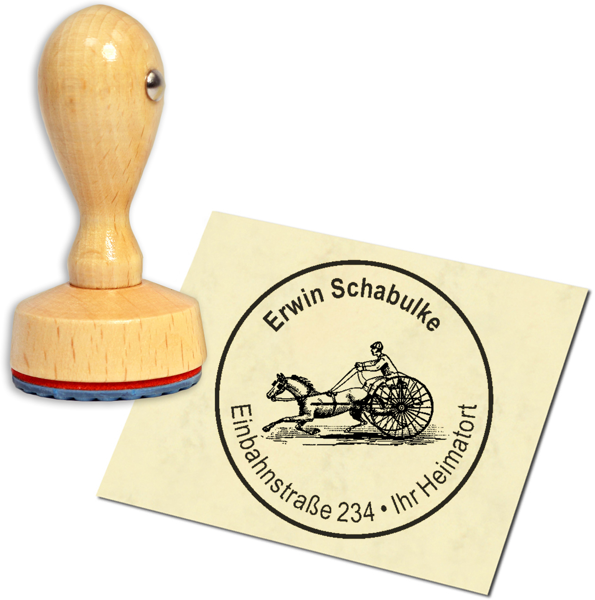 Stempel Adressstempel Holzstempel - Sulky - rund 40mm