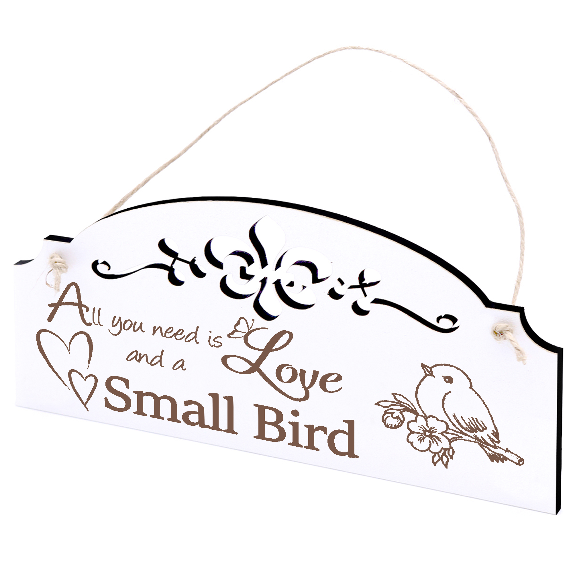 Schild Kleiner Vogel Deko 20x10cm - All you need is Love and a Small Bird - Holz