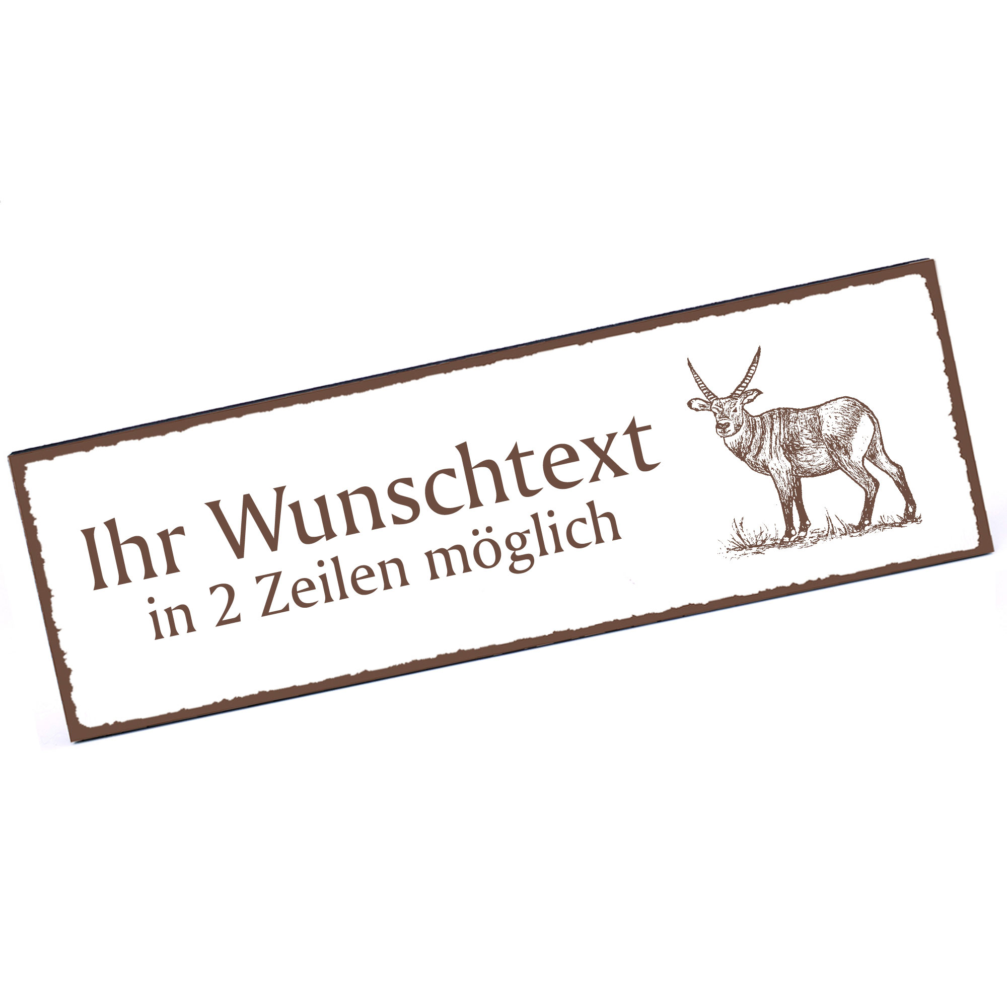Türschild Antilope auf Gras  Namensschild personalisiert mit Gravur - 150mm x 50mm - selbstklebend