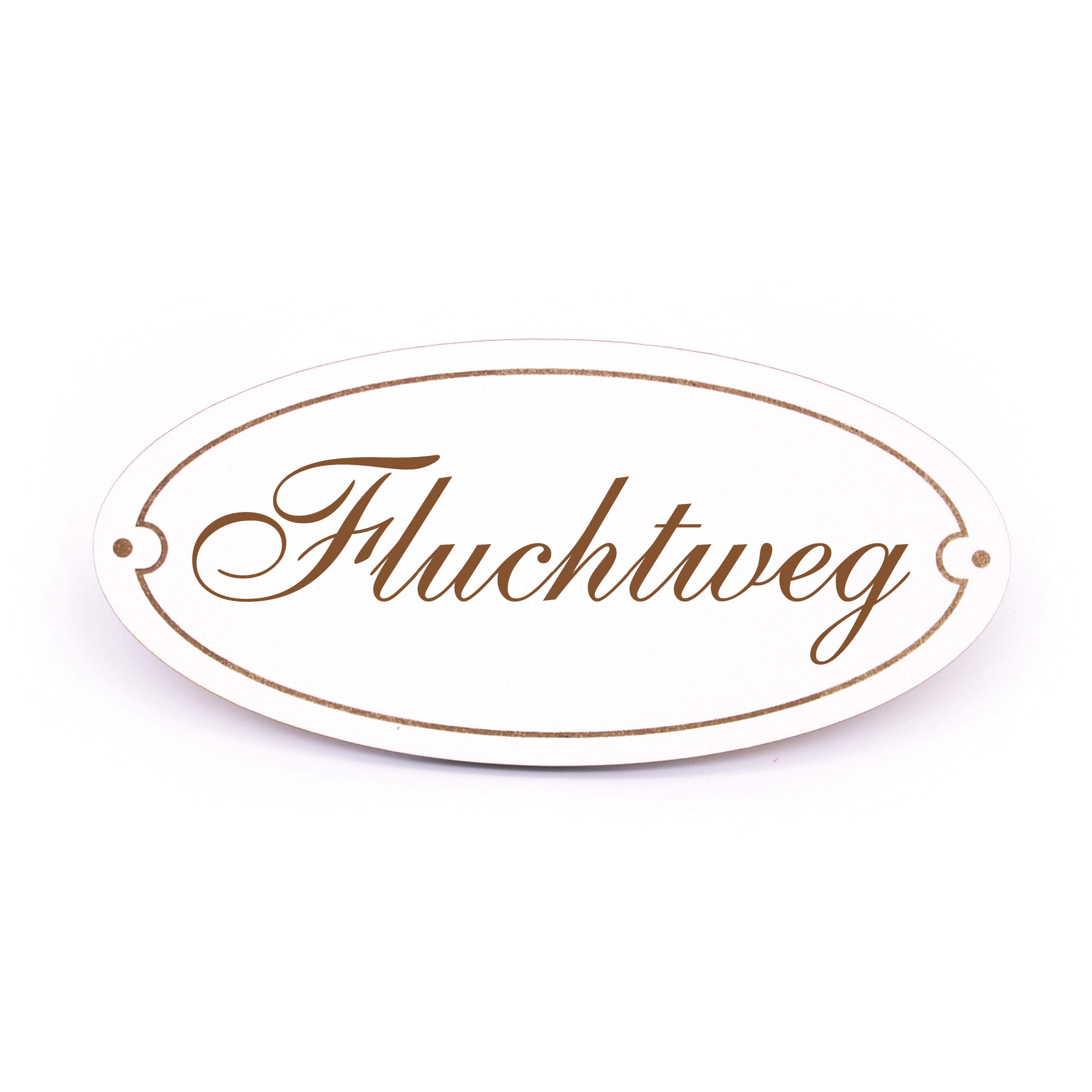 Ovales Türschild Fluchtweg - selbstklebend - 15 x 7 cm