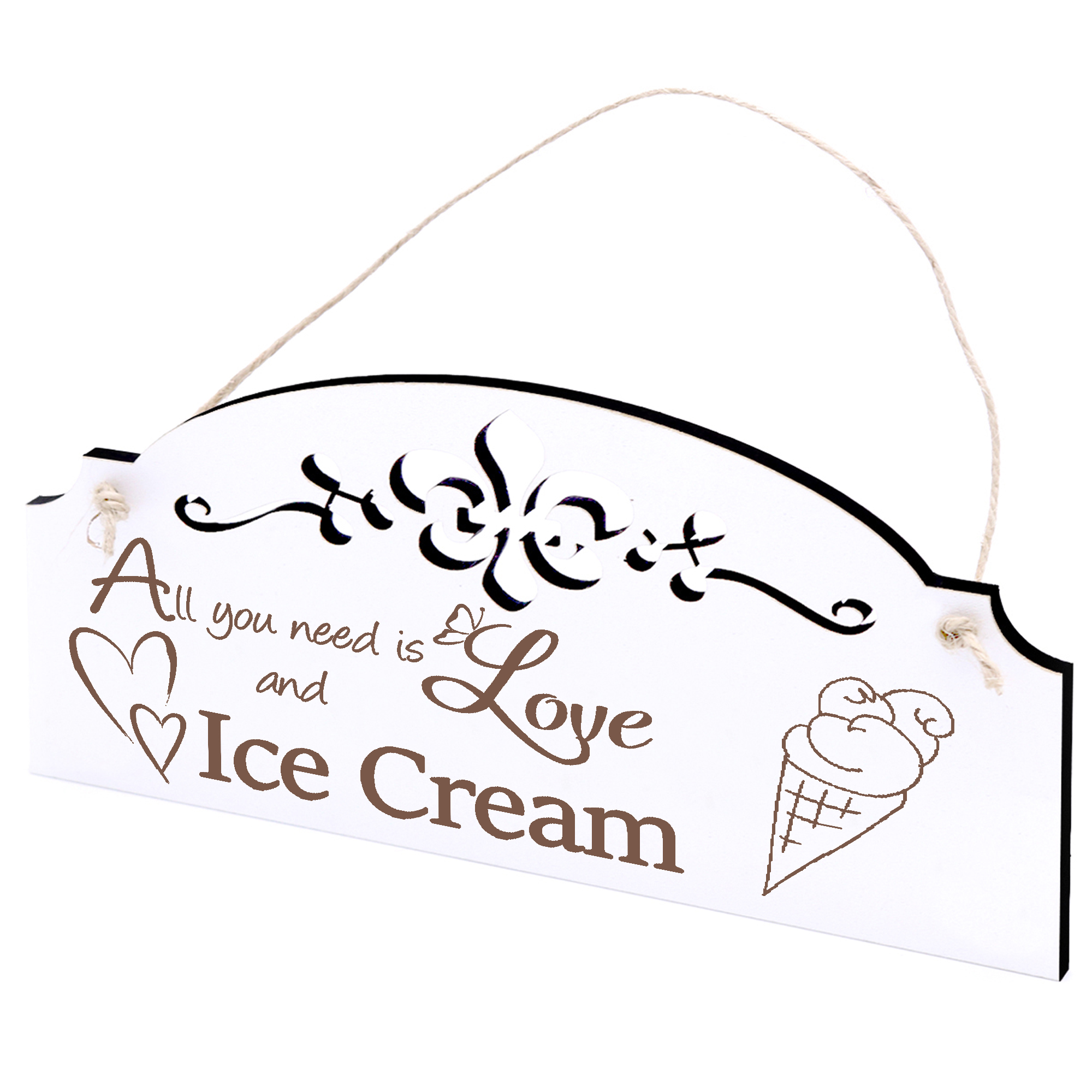 Schild Eistüte Deko 20x10cm - All you need is Love and Ice Cream - Holz