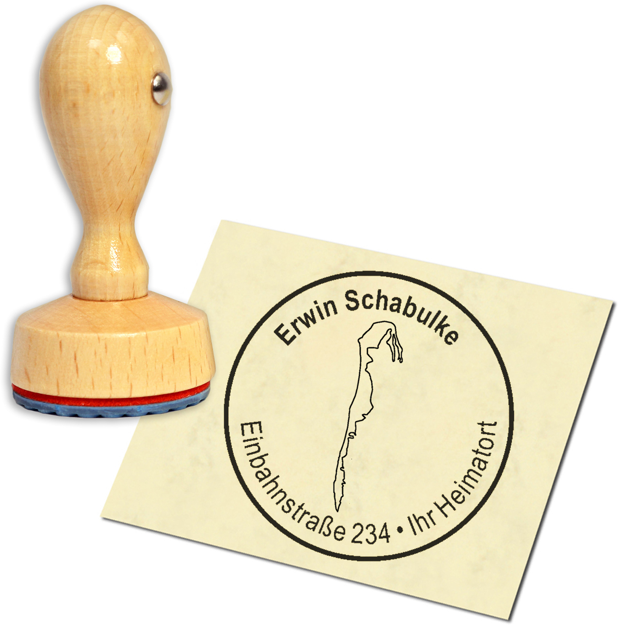 Stempel Adressstempel Holzstempel - Insel Hiddensee - rund 40mm