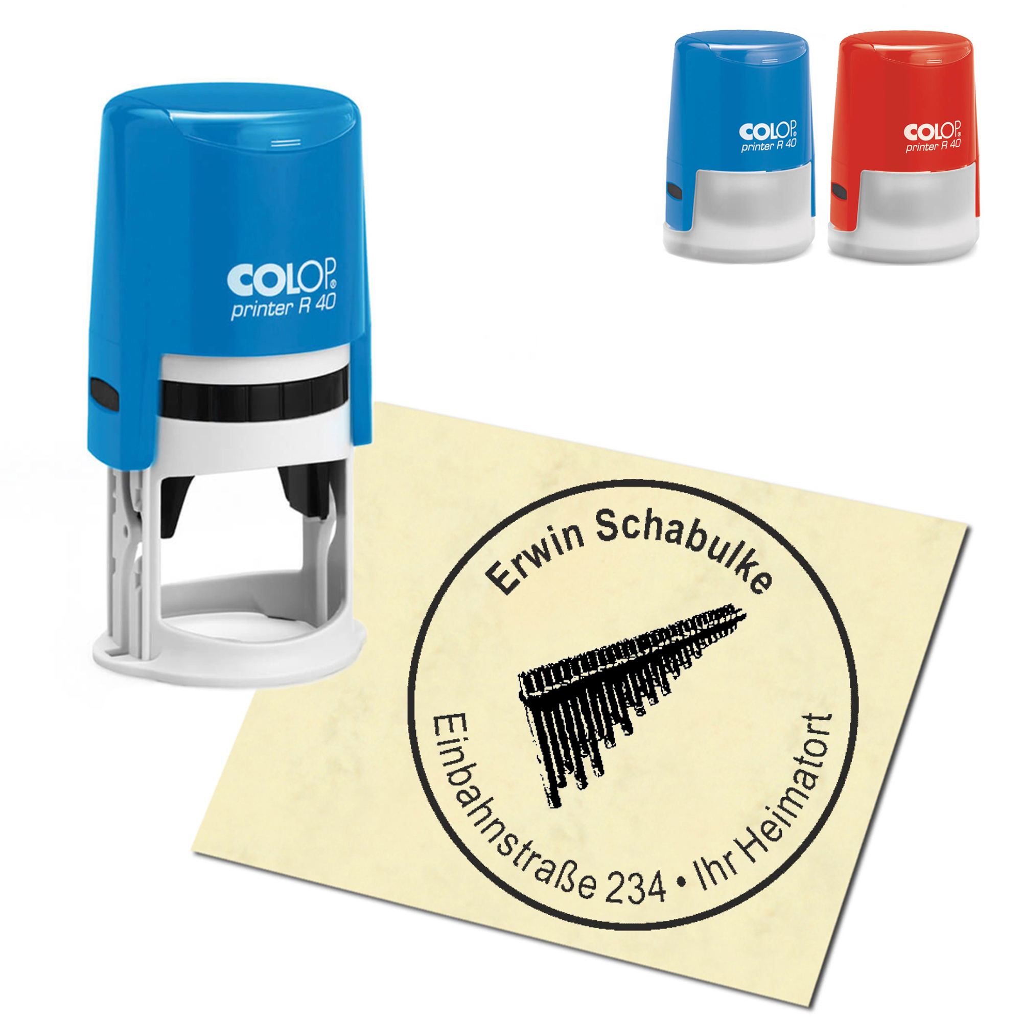 Stempel Adressstempel personalisiert - Panflöte - rund &empty; 40mm