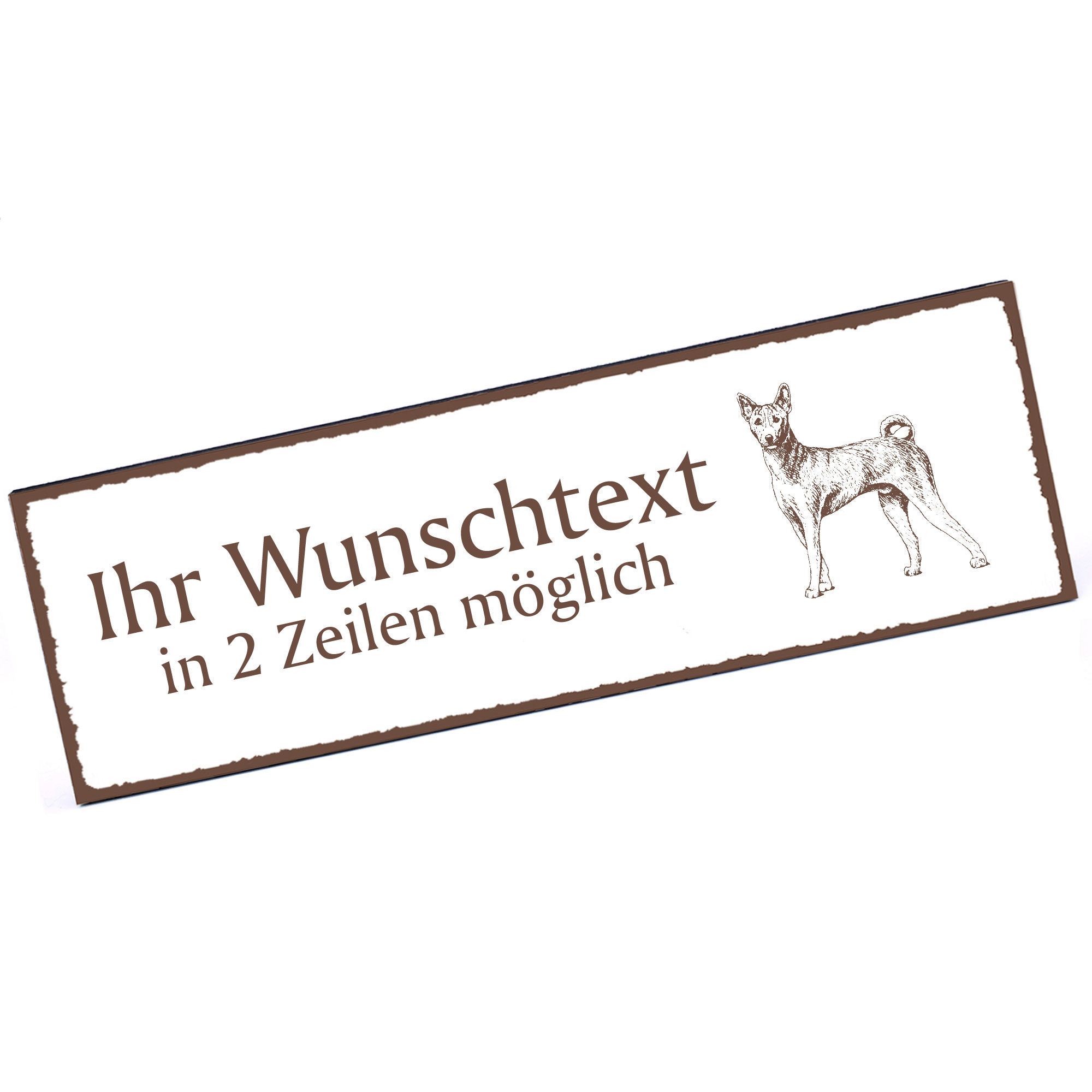 Türschild Basenji  Namensschild personalisiert mit Gravur - 150mm x 50mm - selbstklebend