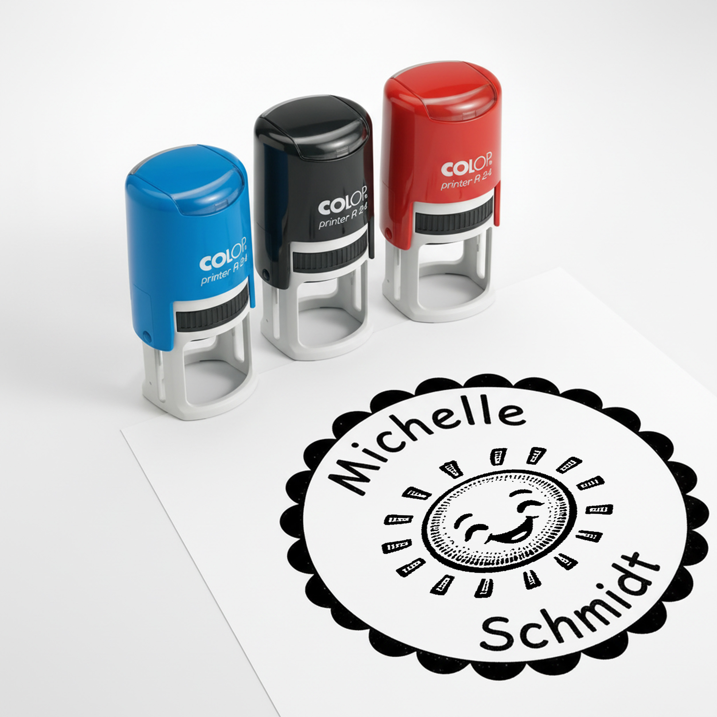Kinder Namensstempel Sonne personalisiert – 24mm – Namensstempel für Schule & Grundschule – Geschenk Schulanfang Einschulung