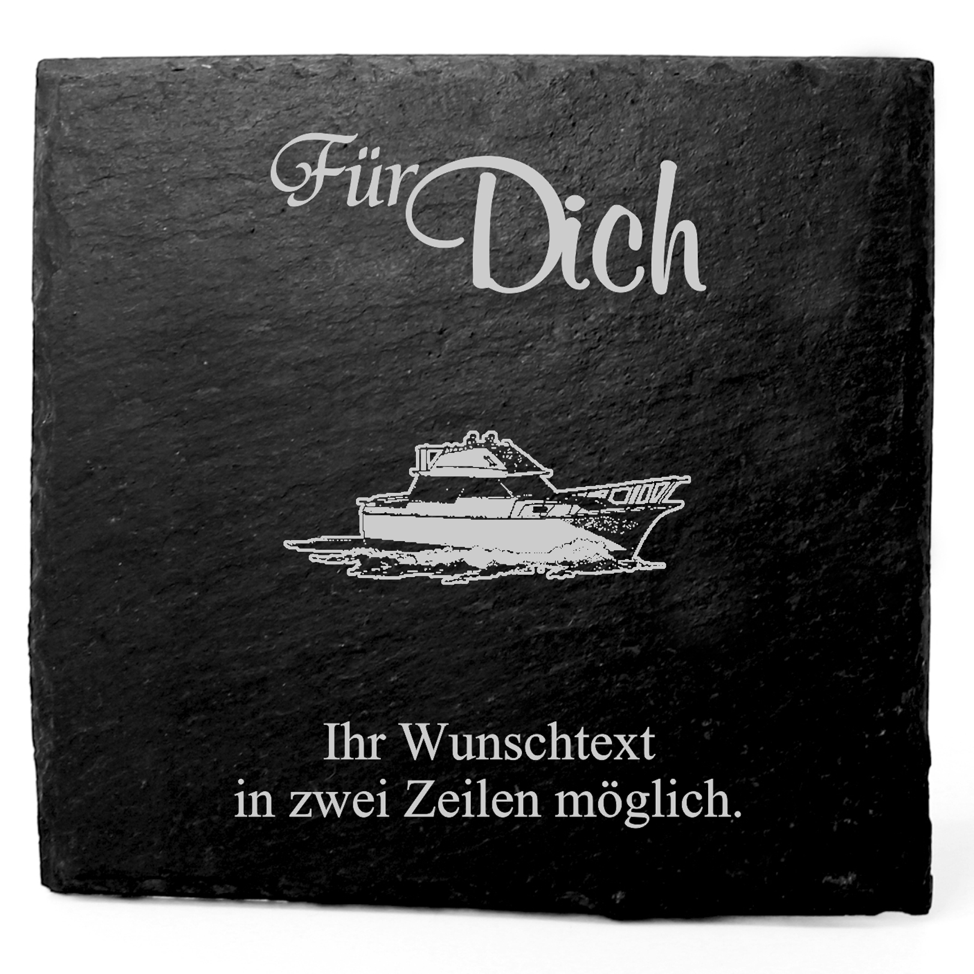 Deko Schiefer Untersetzer personalisiert Jacht - Für Dich - 11x11cm