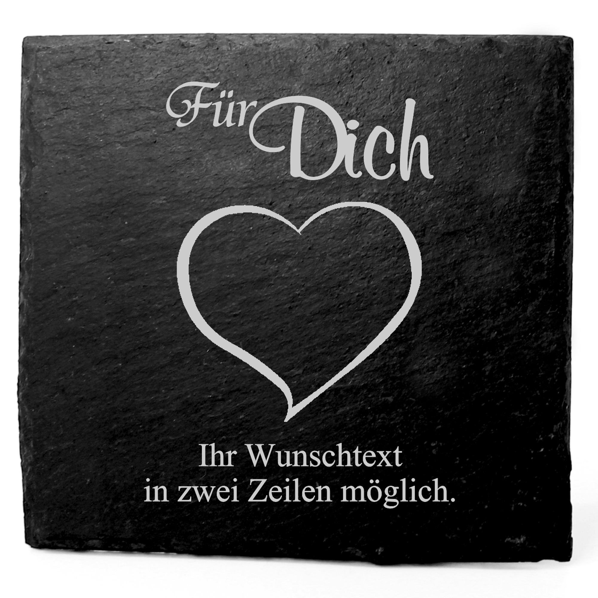 Deko Schiefer Untersetzer personalisiert Herz - Für Dich - 11x11cm