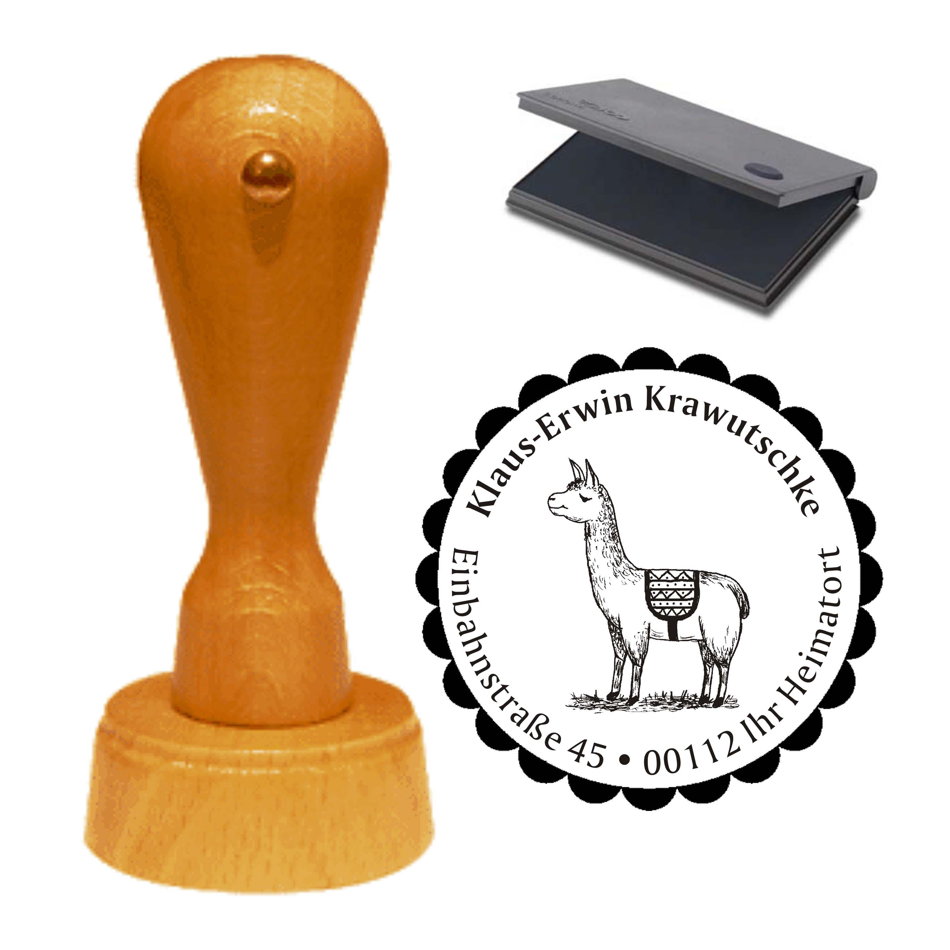 Adressenstempel « kleines LAMA » mit Stempelkissen