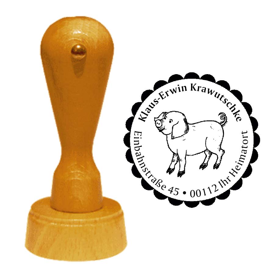 Adressenstempel « SCHWEIN 01 » mit persönlichem Wunschtext