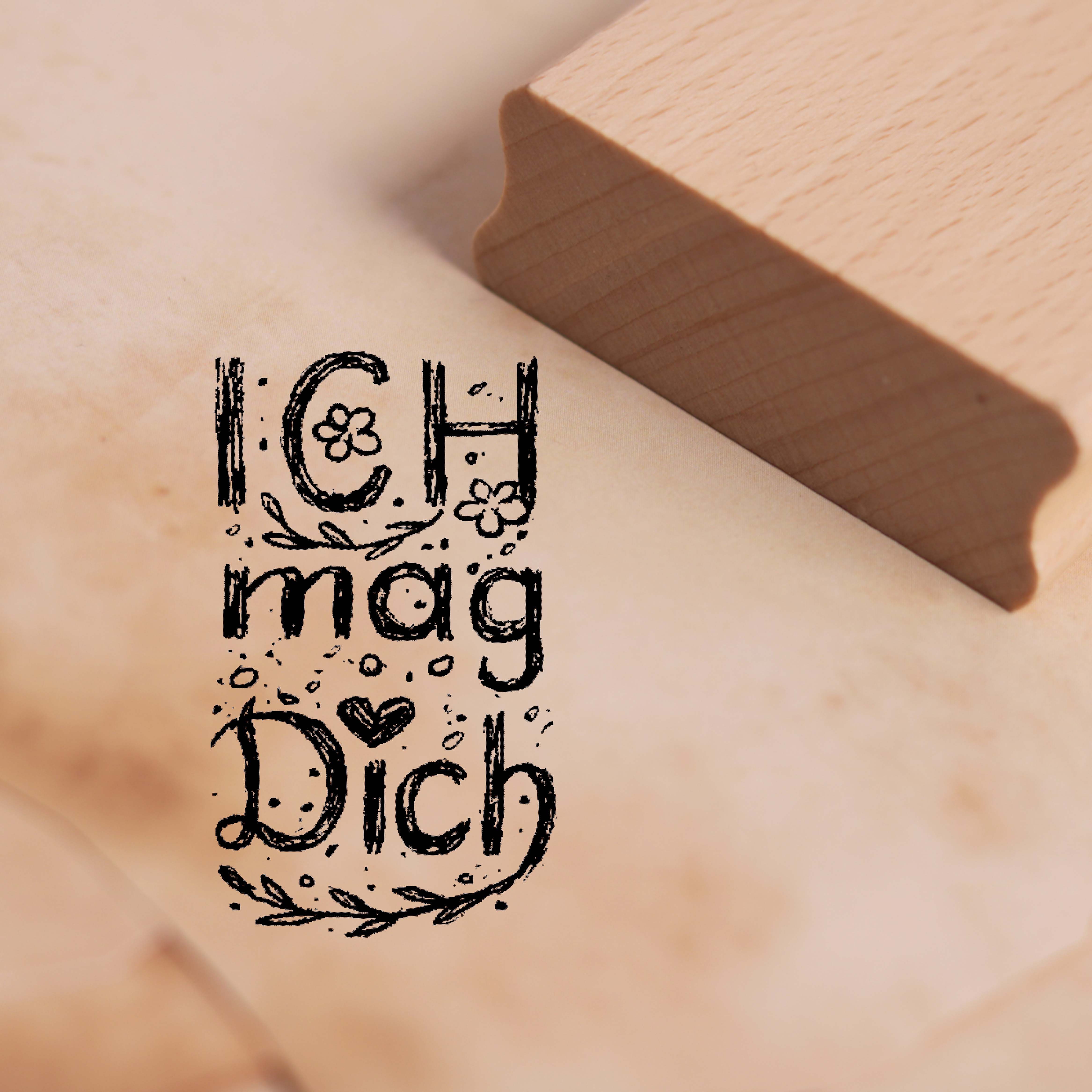 Motivstempel Ich mag dich Stempel Herz Spruch Liebe Freundschaft 28 x 48 mm