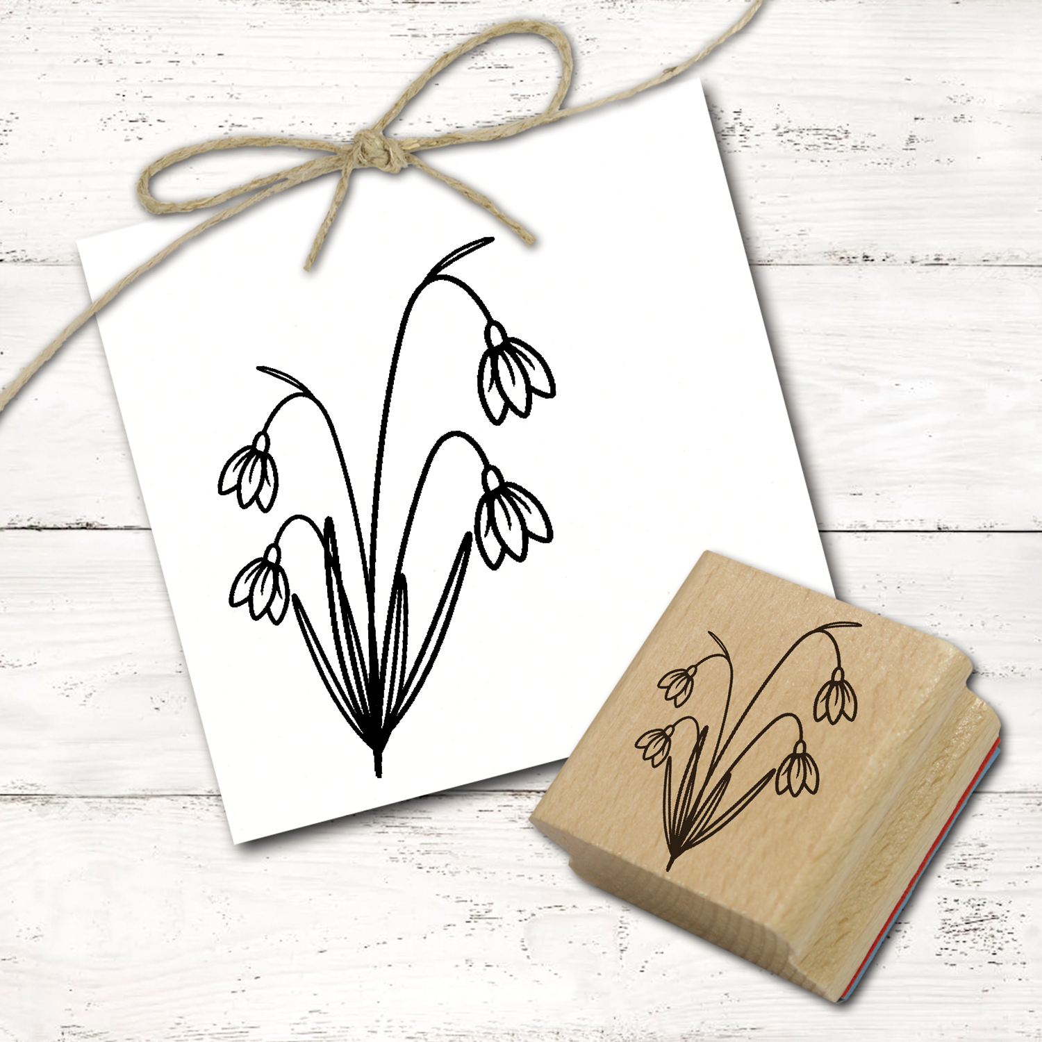 Motivstempel Schneeglöckchen minimalistisch - Stempel Holzstempel 31 x 48 mm  