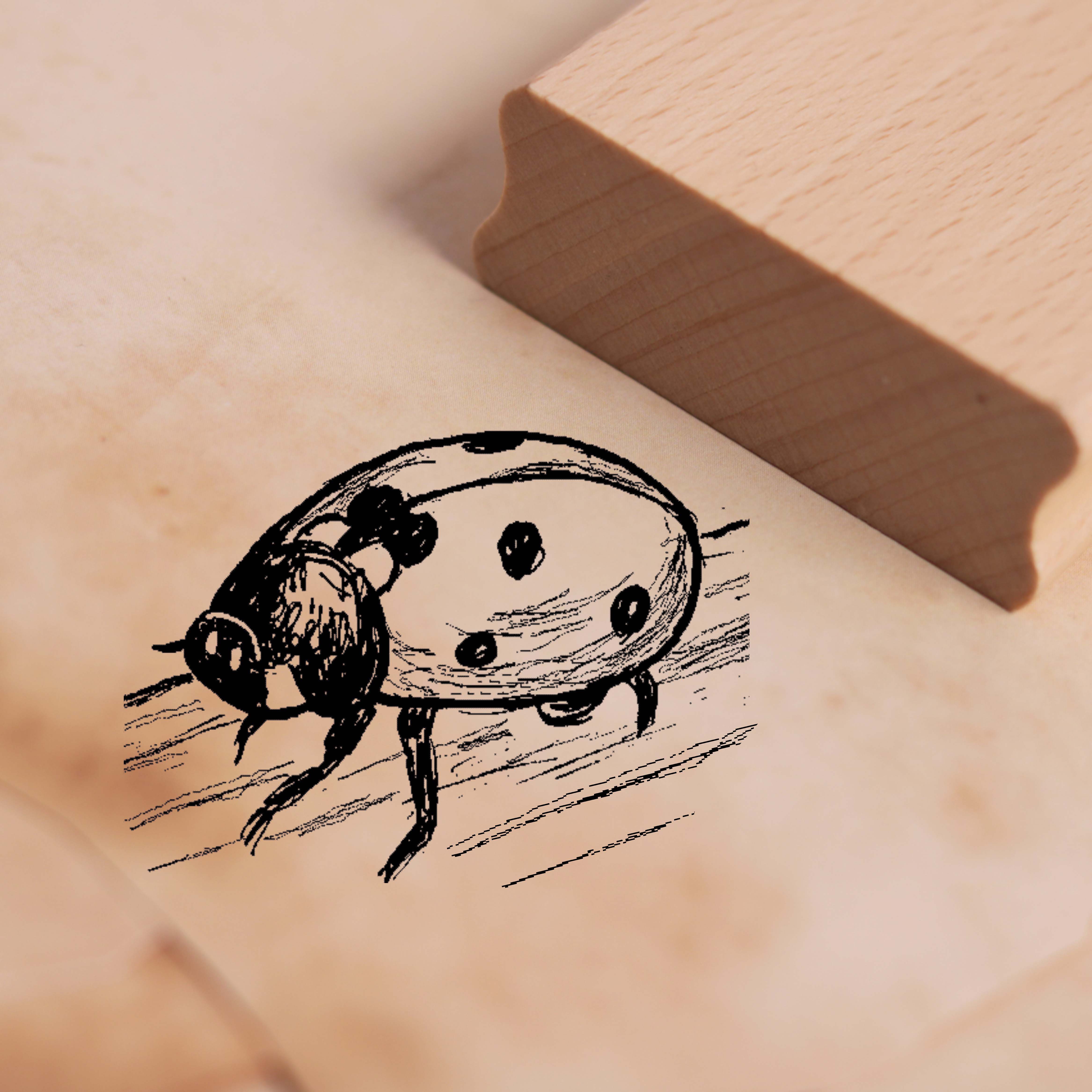 Motivstempel Marienkäfer auf Holz Stempel 38 x 28 mm