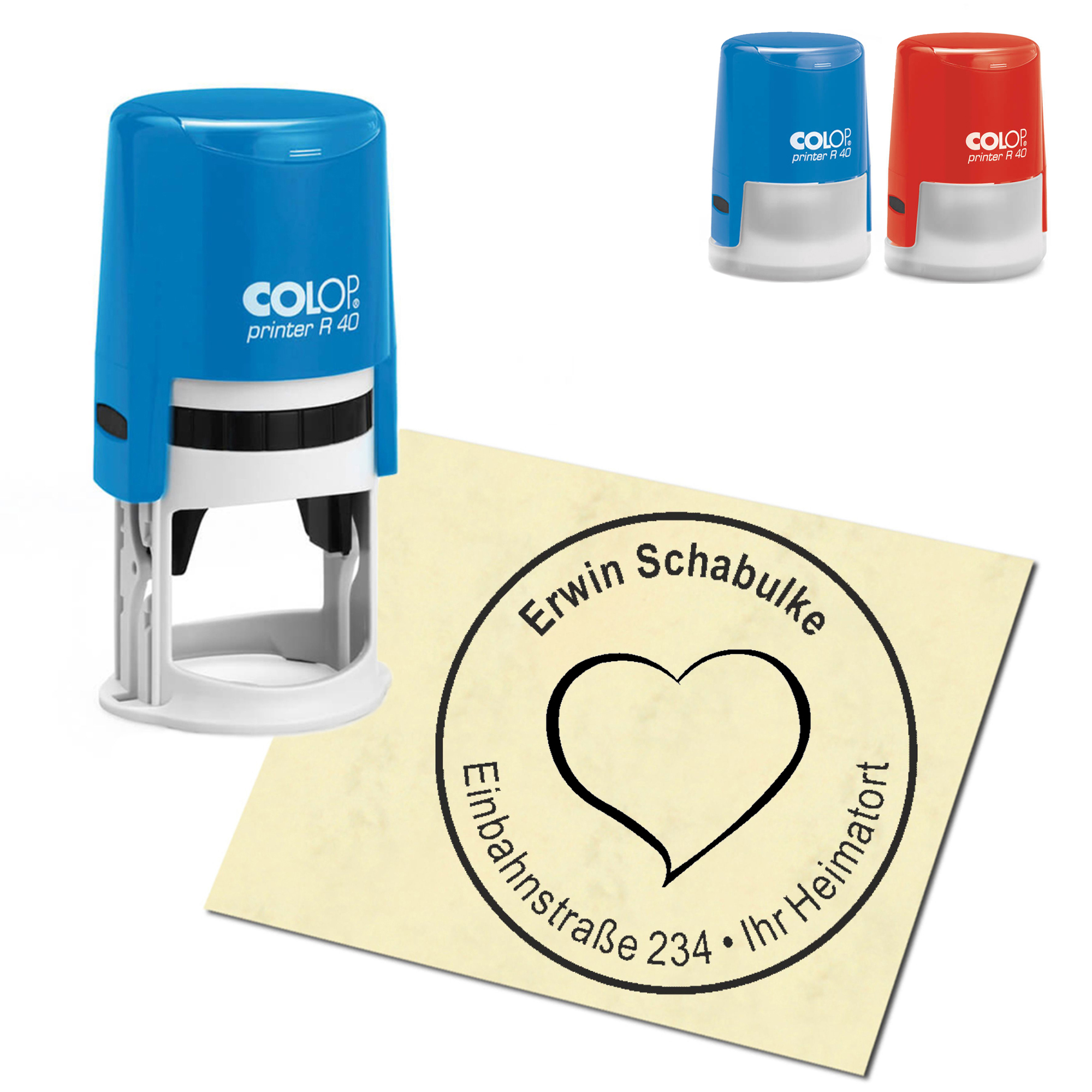 Stempel Adressstempel personalisiert - Herz - rund &empty; 40mm