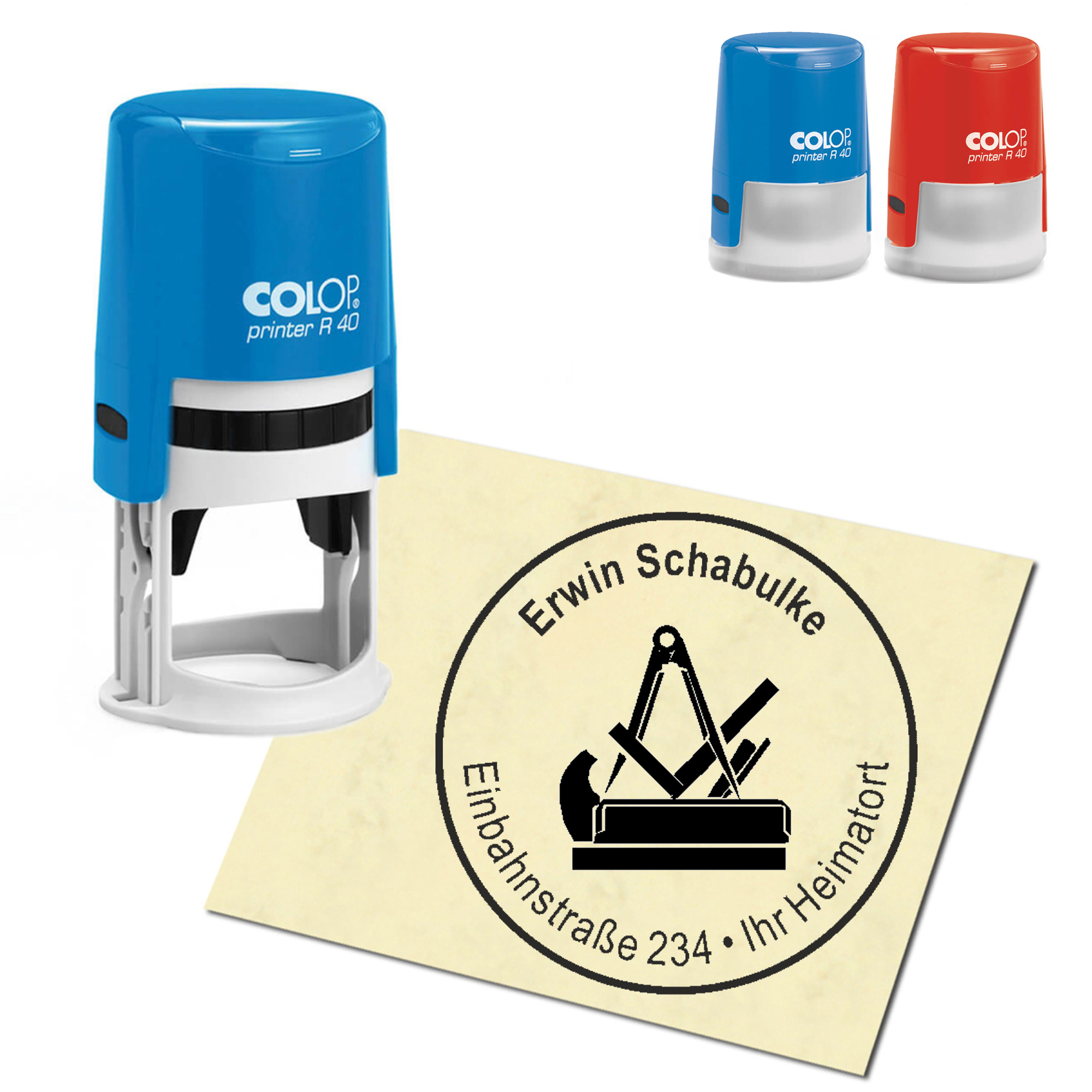 Stempel Adressstempel personalisiert - Tischler - rund &empty; 40mm
