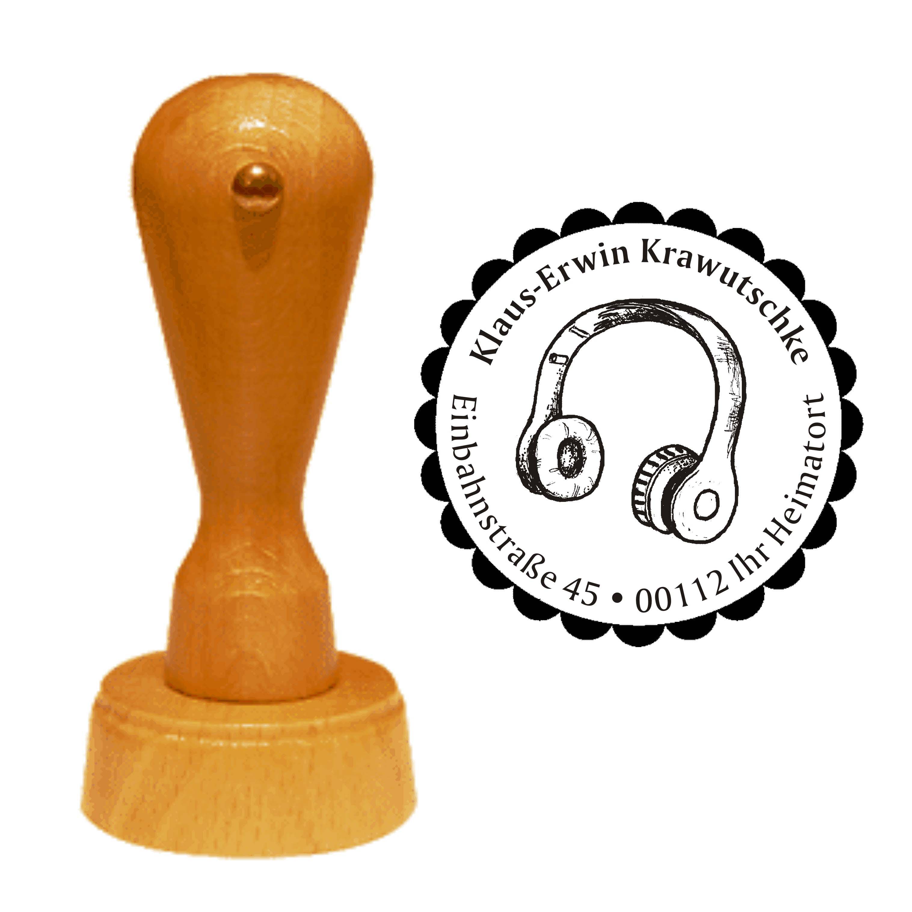 Adressenstempel « KOPFHÖRER 02 » Stempel Ø 40 mm