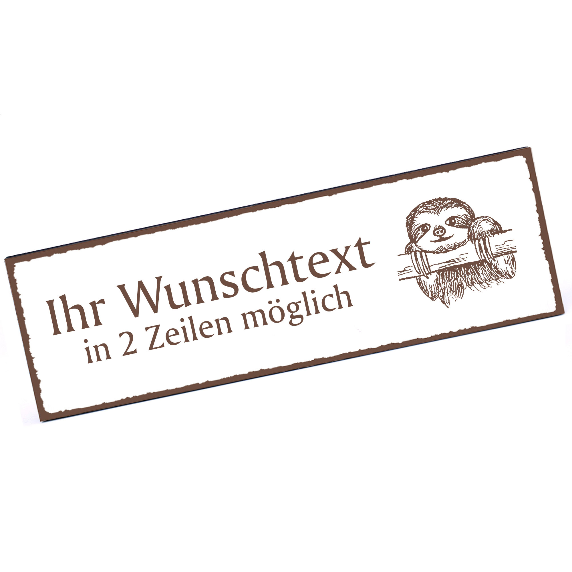 Türschild Faultier Kopf  Namensschild personalisiert mit Gravur - 150mm x 50mm - selbstklebend