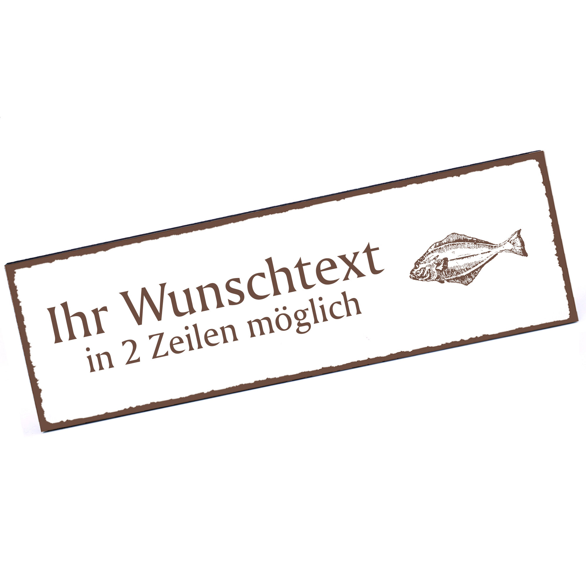 Türschild Heilbutt  Namensschild personalisiert mit Gravur - 150mm x 50mm - selbstklebend