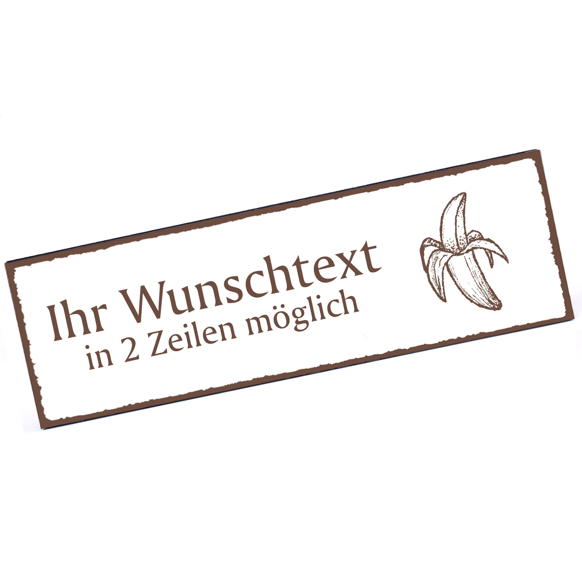 Türschild Banane  Namensschild personalisiert mit Gravur - 150mm x 50mm - selbstklebend