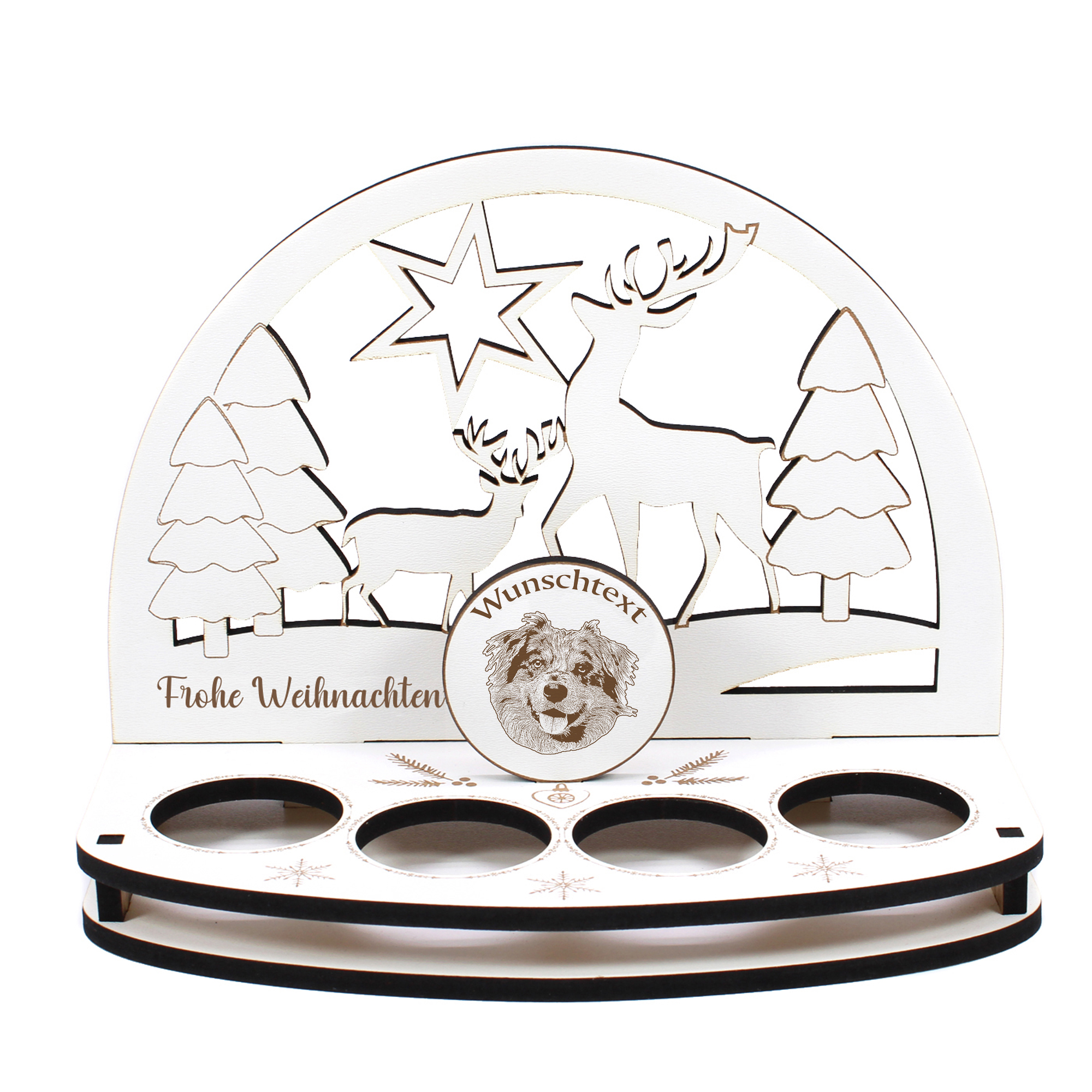 Deko Schwibbogen Australian Shepherd  Teelichthalter personalisiert Weihnachten Weihnachtsdekoration