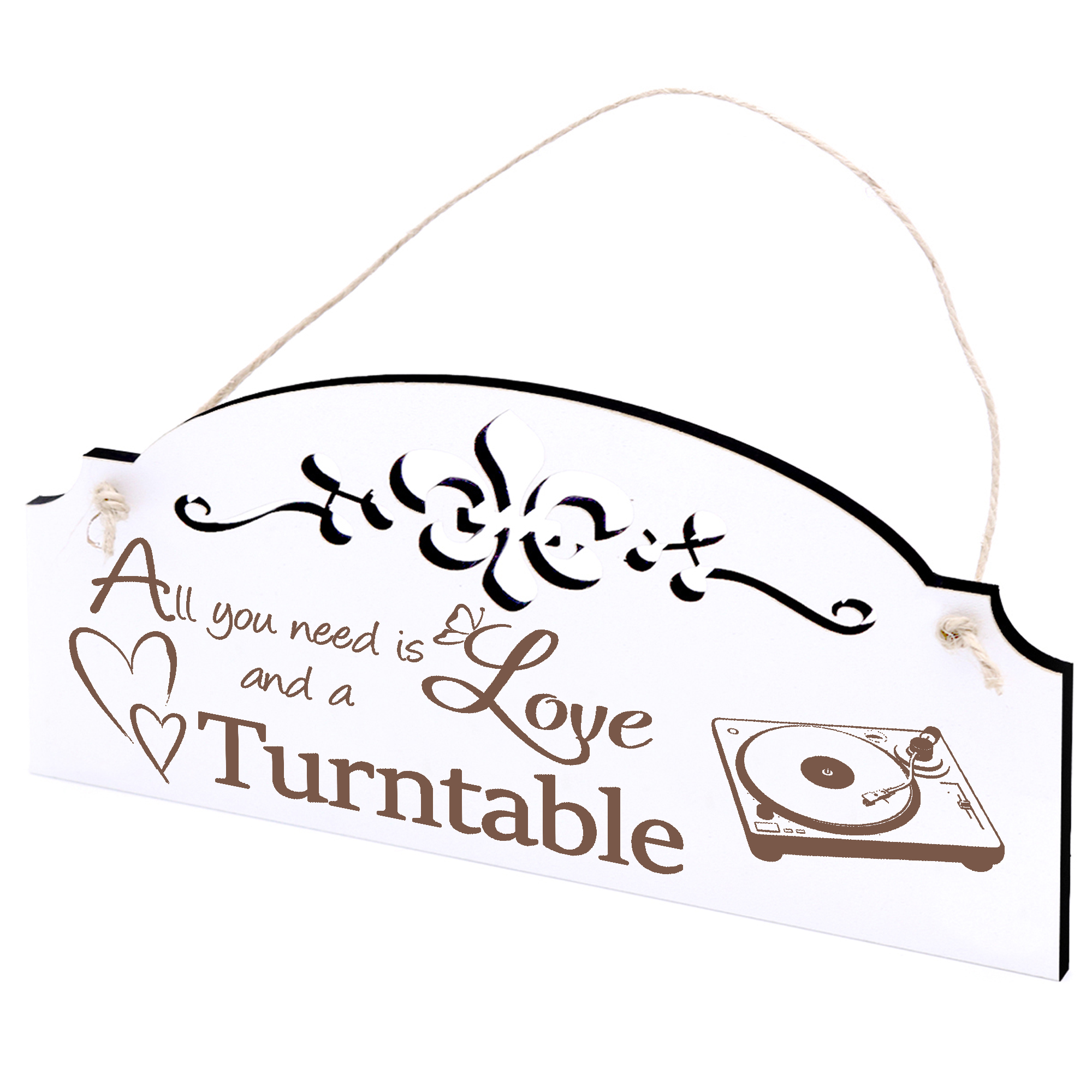 Schild Turntable Deko 20x10cm - All you need is Love and a Turntable - Holz