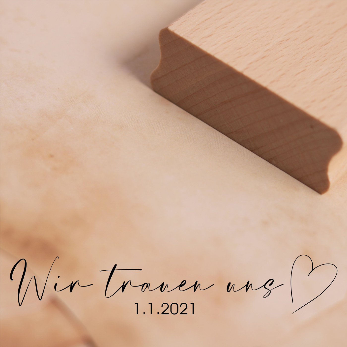 Motivstempel Hochzeit Wir trauen uns + Datum Stempel Herz Hochzeitsstempel 98 x 18 mm
