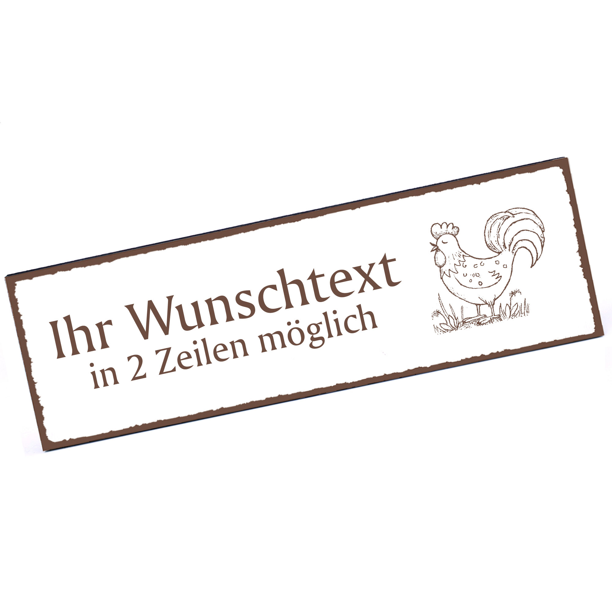 Türschild niedlicher Hahn  Namensschild personalisiert mit Gravur - 150mm x 50mm - selbstklebend