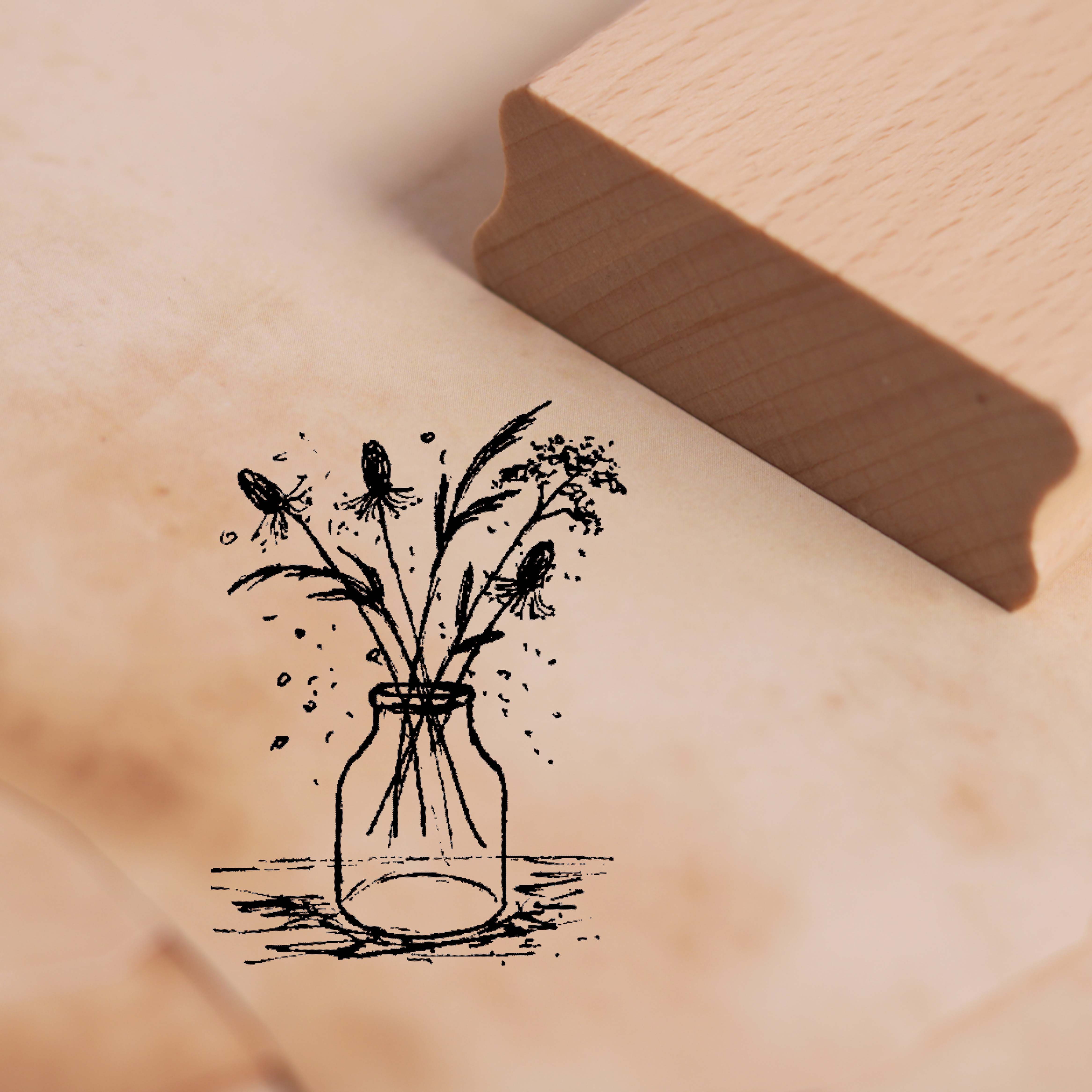 Motivstempel Glasvase mit Gräsern - Stempel 28 x 38 mm