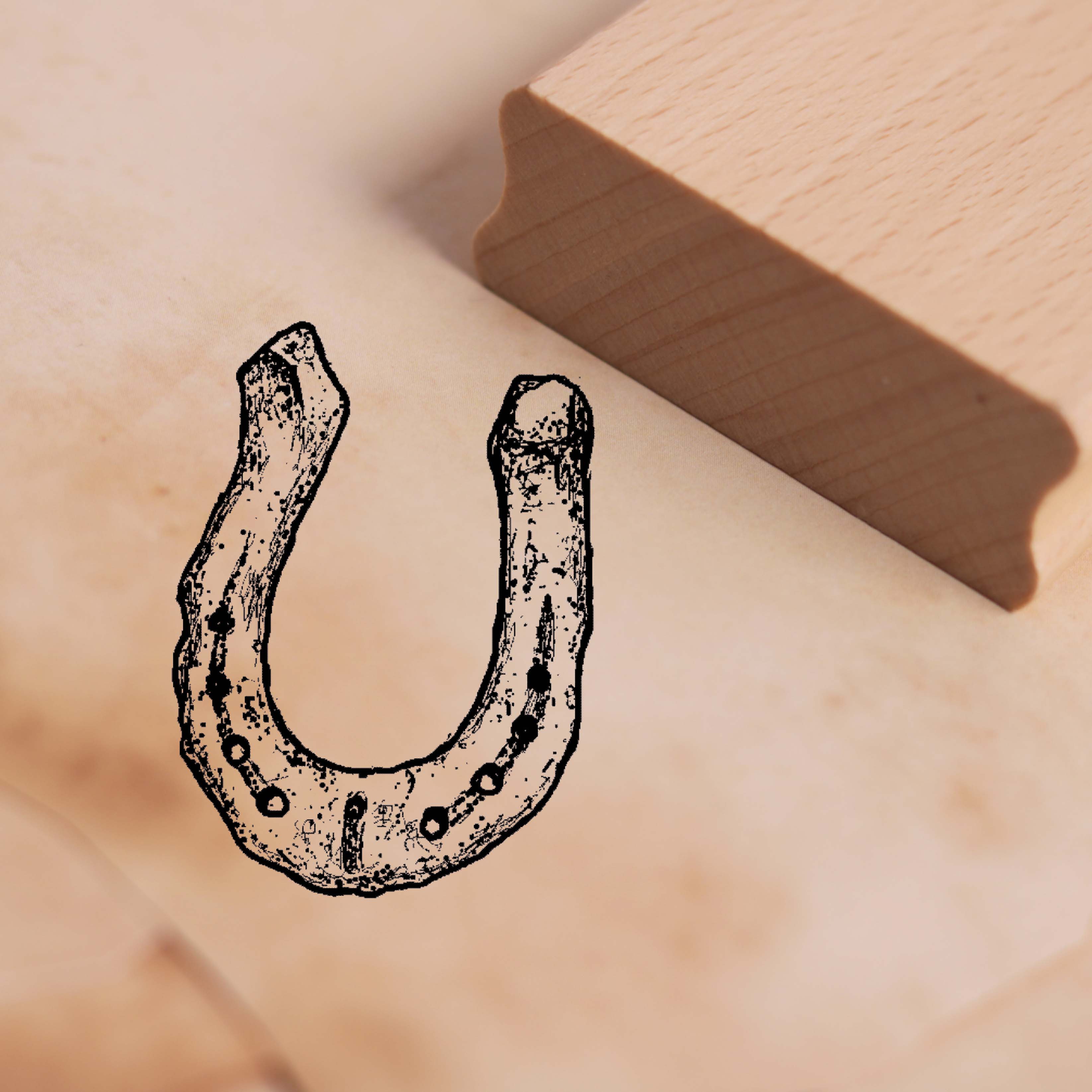 Motivstempel Hufeisen schmal - Stempel Holzstempel 28 x 38 mm
