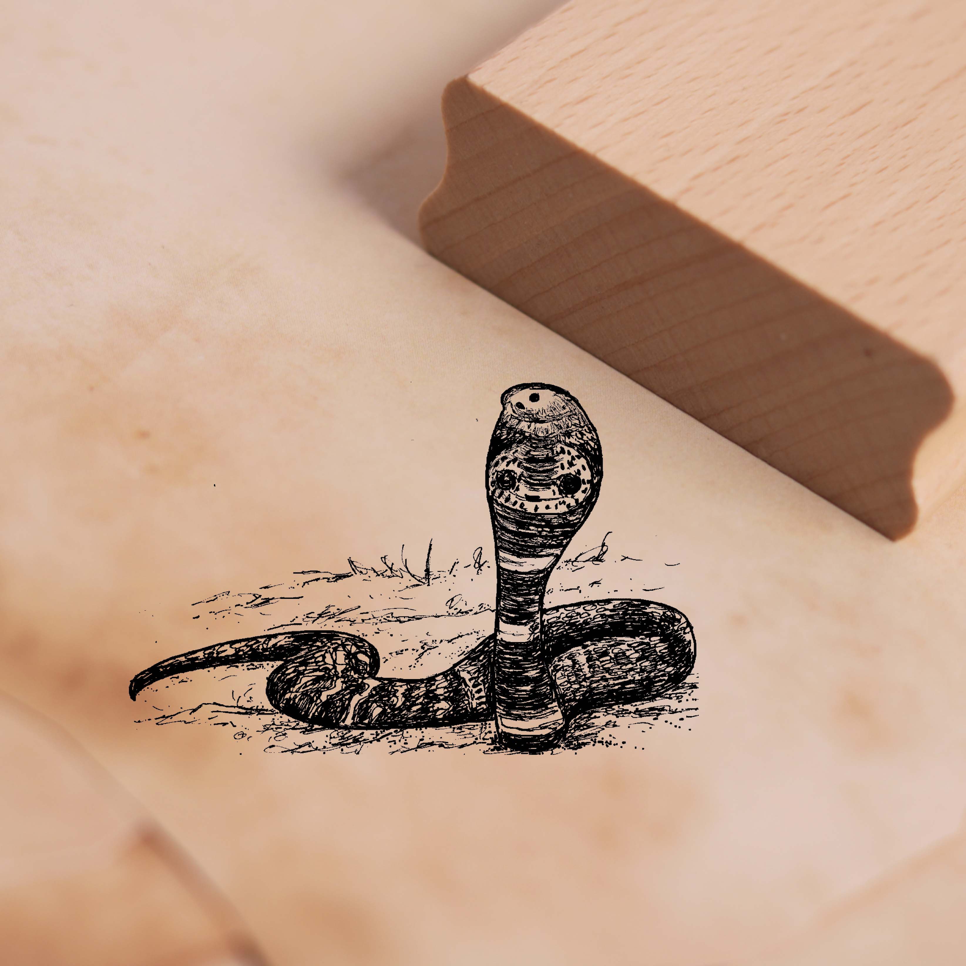 Motivstempel Kobra Schlange - Stempel Holzstempel 58 x 38 mm