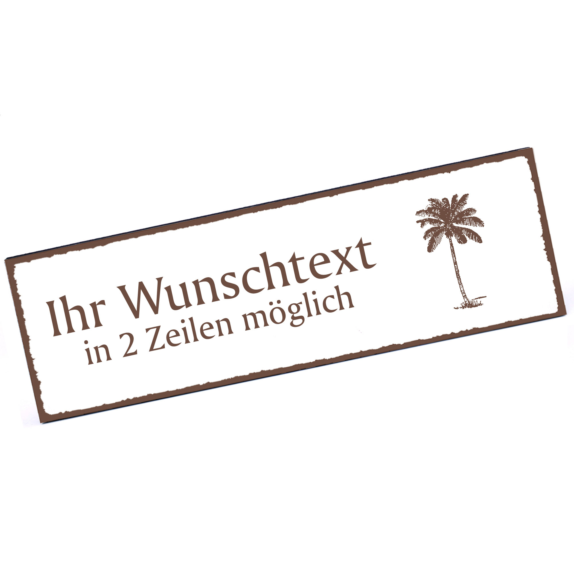 Türschild Kokospalme  Namensschild personalisiert mit Gravur - 150mm x 50mm - selbstklebend