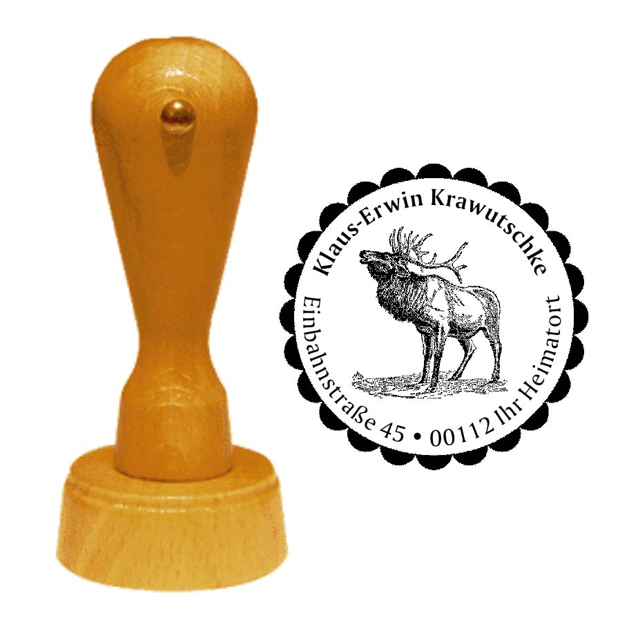 Adressenstempel « HIRSCH 03 » mit persönlichem Wunschtext