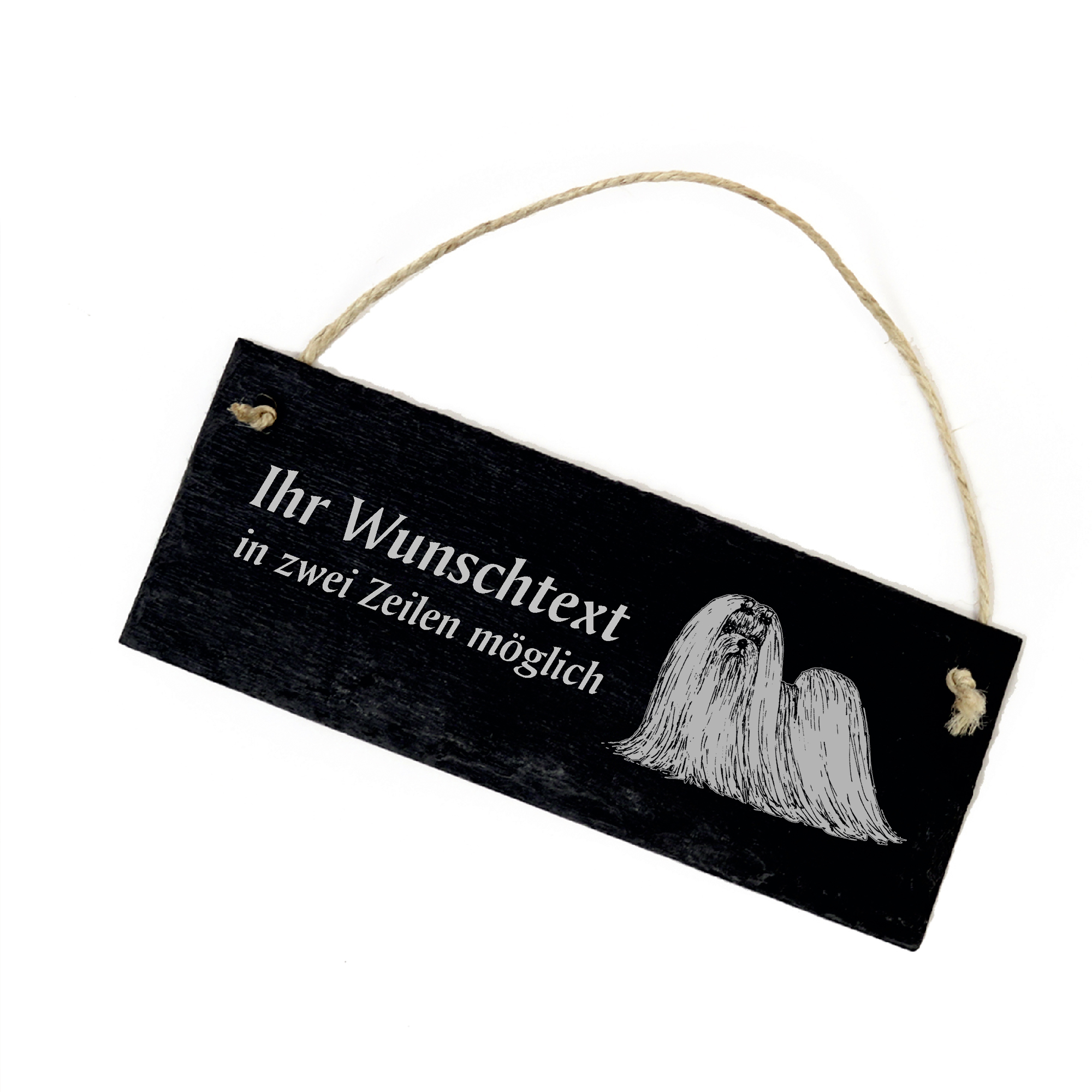 Hundeschild Malteser Türschild  Schiefer - personalisiert - 22cm x 8cm