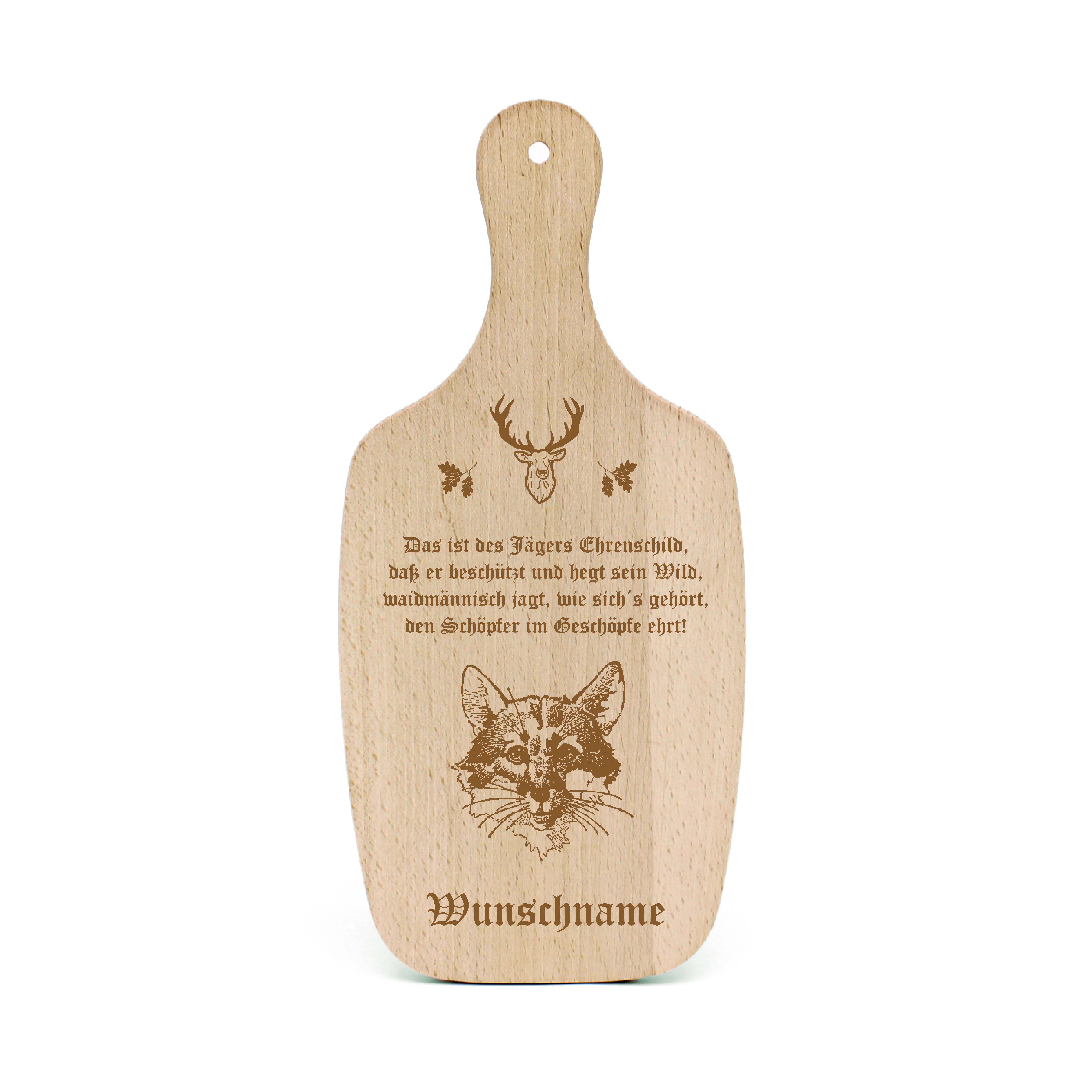 Waidmann Des Jägers Ehrenschild Spruch - Fuchs Holzbrett graviert personalisiert Geschenk für Jäger