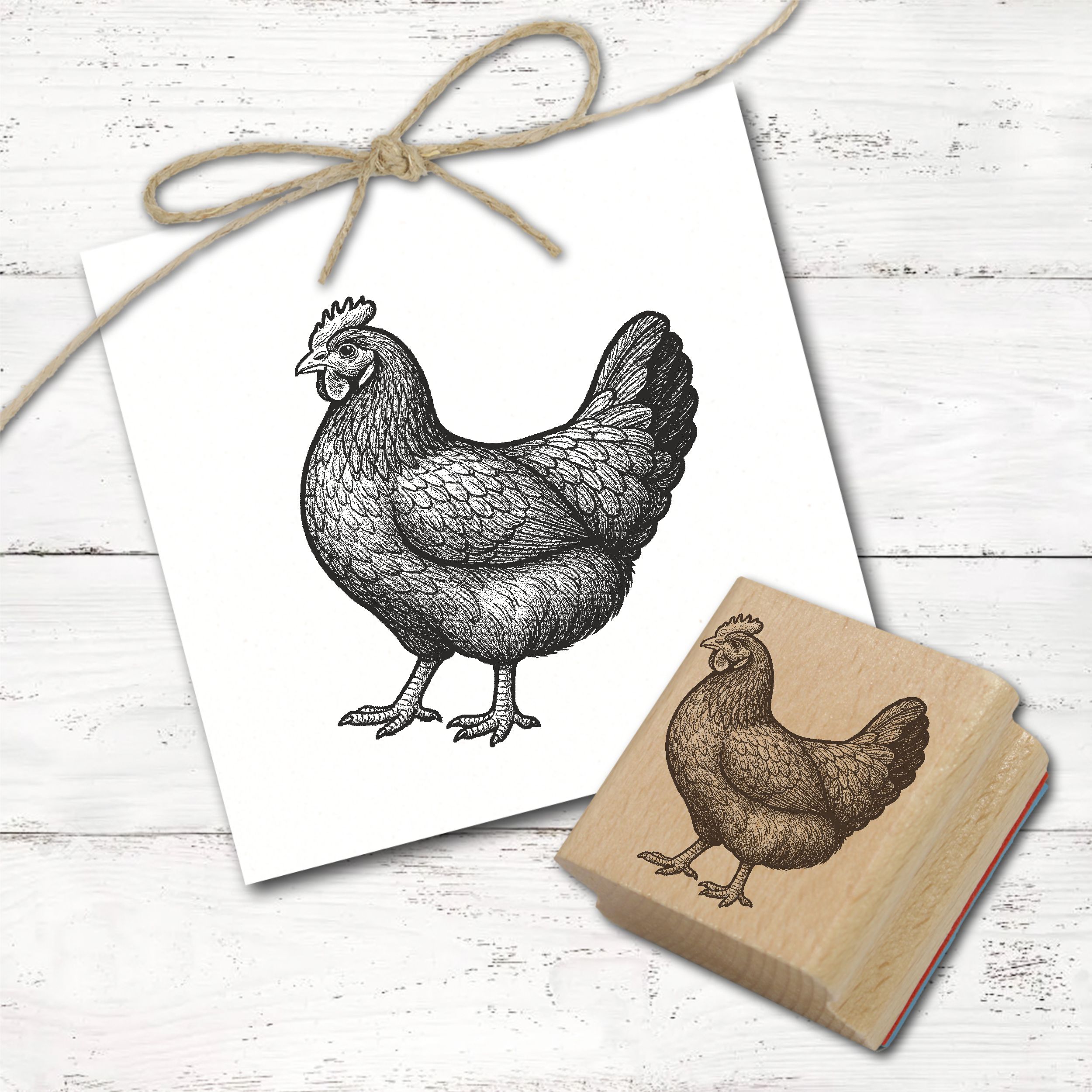 Huhn Motivstempel New Hampshire - 3 Größen wählbar - Hühner Stempel Holzstempel